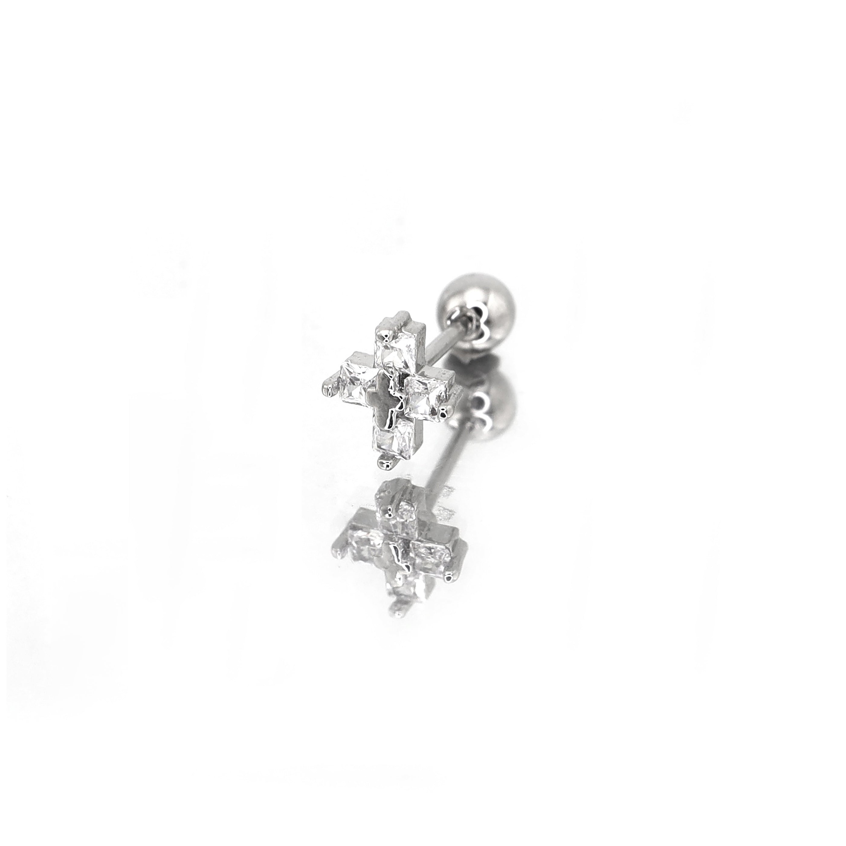 Thin Gauge CZ Cross Ear Stud ph1