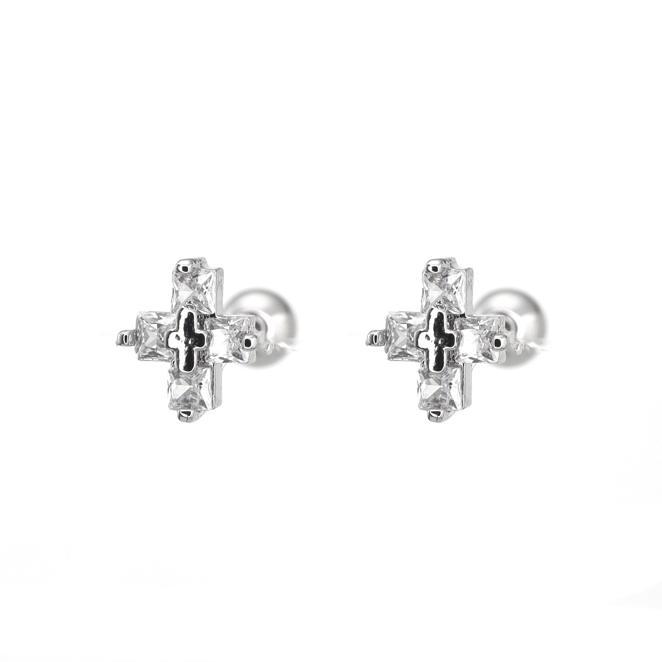 Thin Gauge CZ Cross Ear Stud ph1