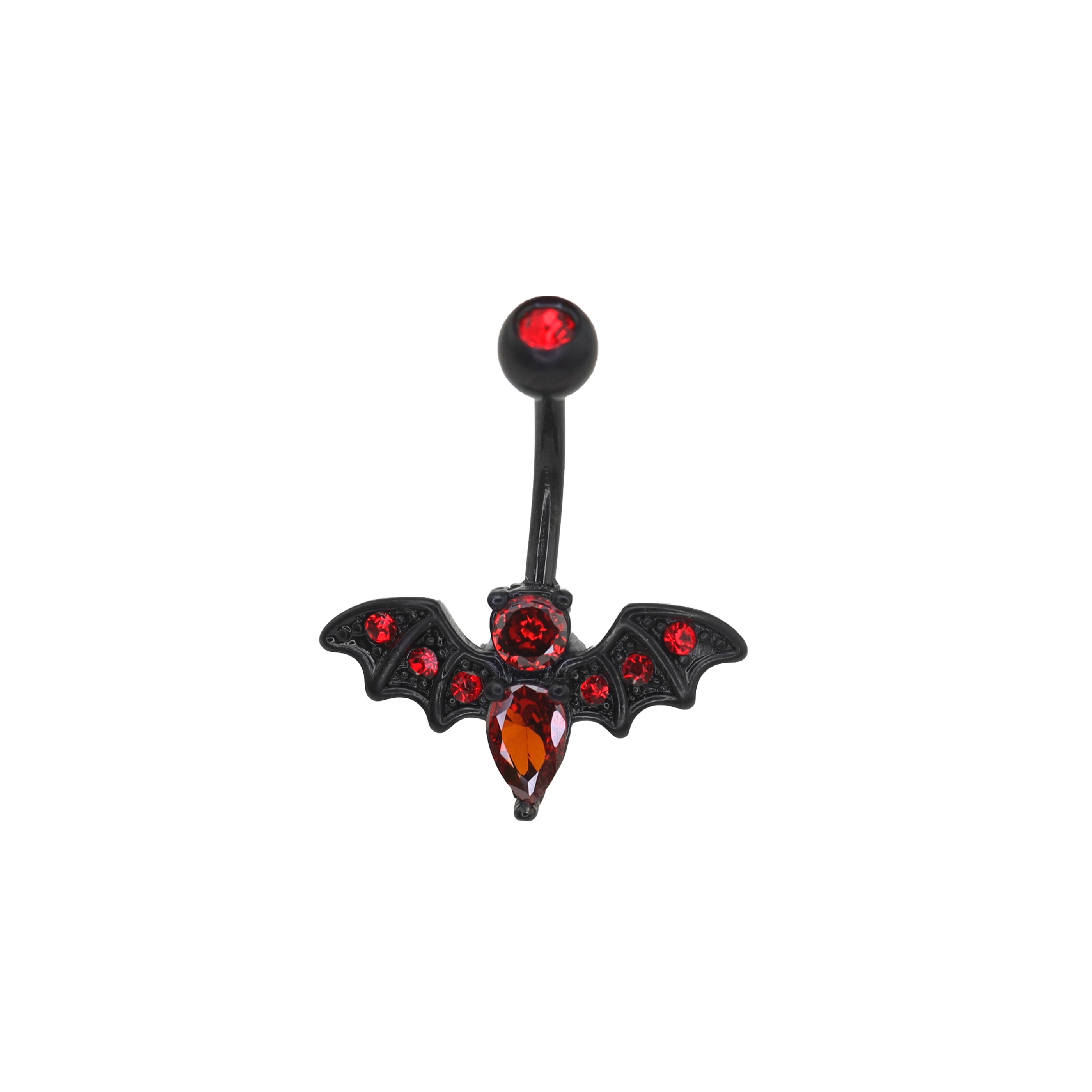 Red CZ Bat Design Belly Ring ph1