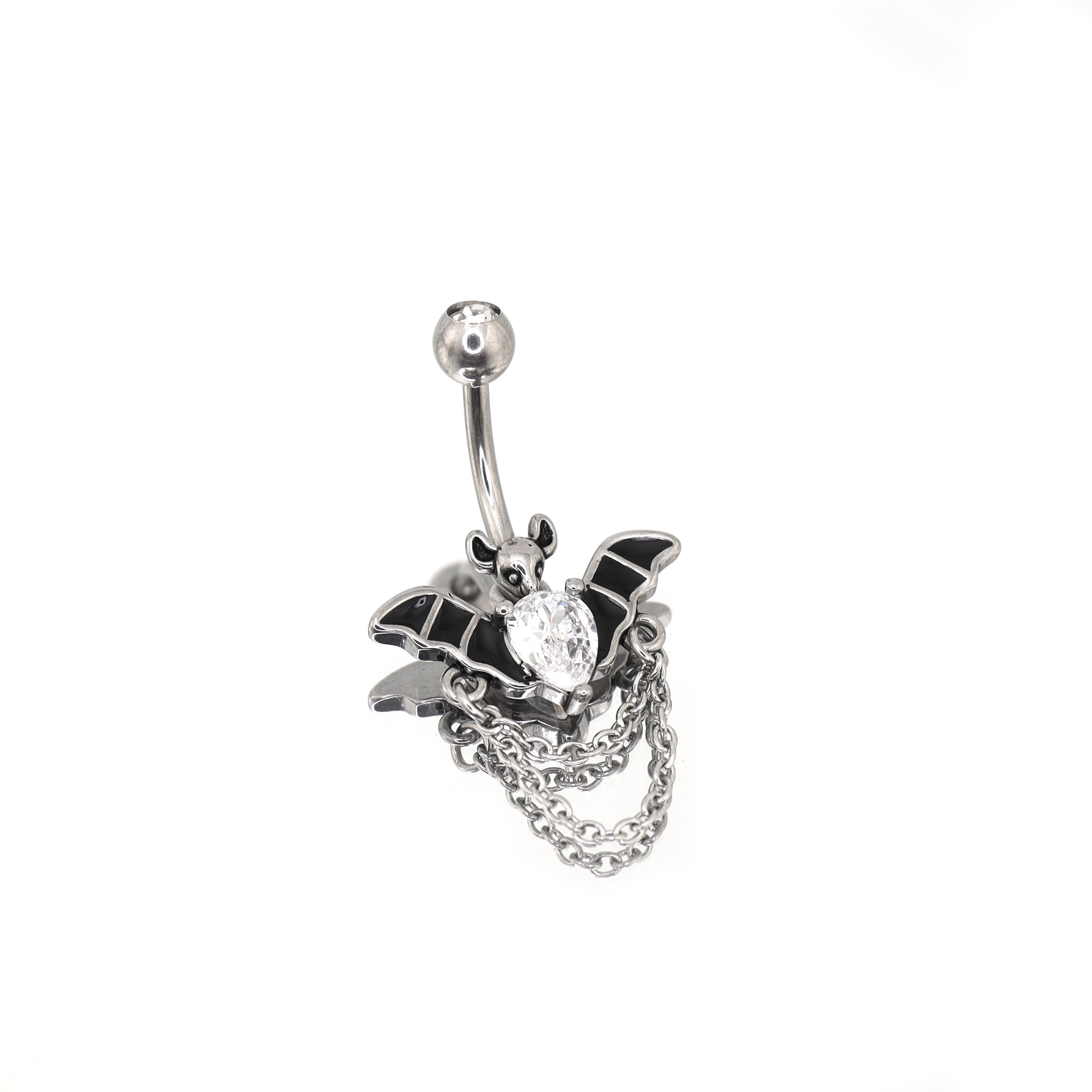 Bat CZ Dangle Belly Ring ph1