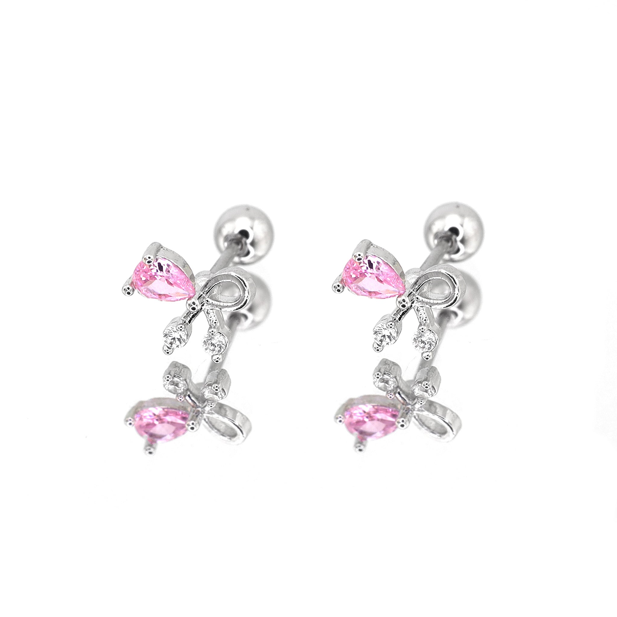 Pink CZ Bow Ear Stud ph1