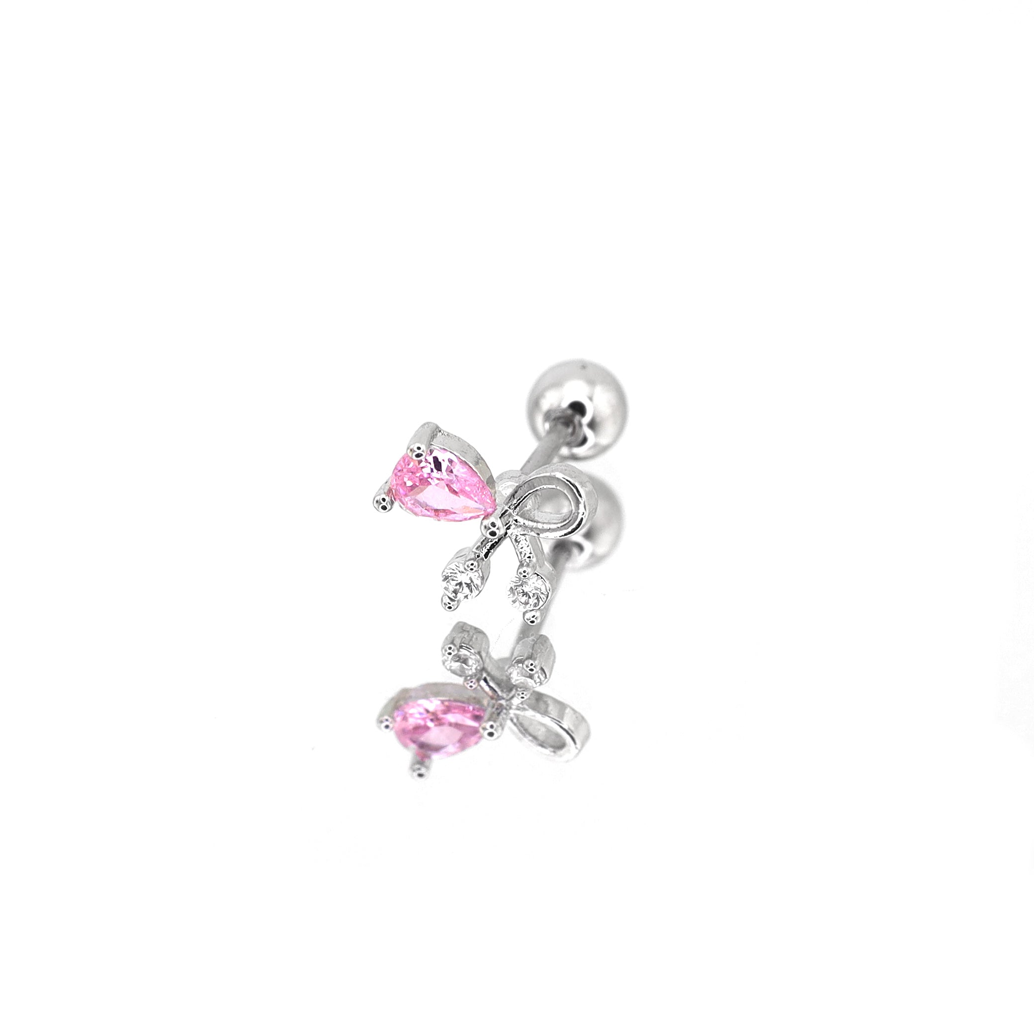 Pink CZ Bow Ear Stud ph1