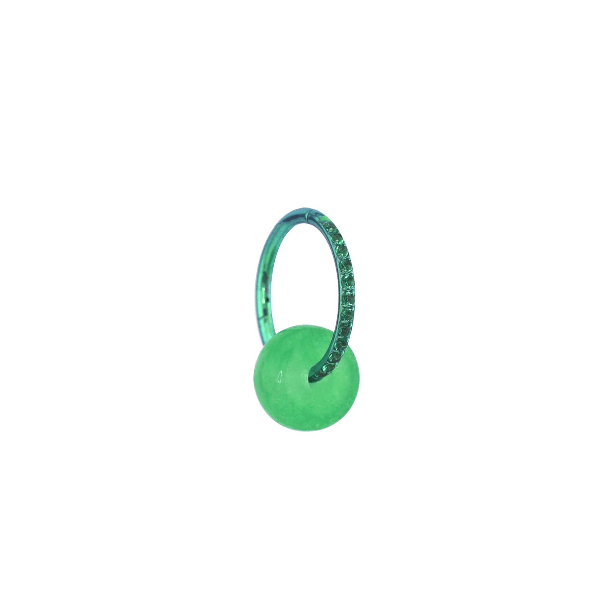 Side-Set CZ & Simulated Jade Dangle Titanium Earrings ph2
