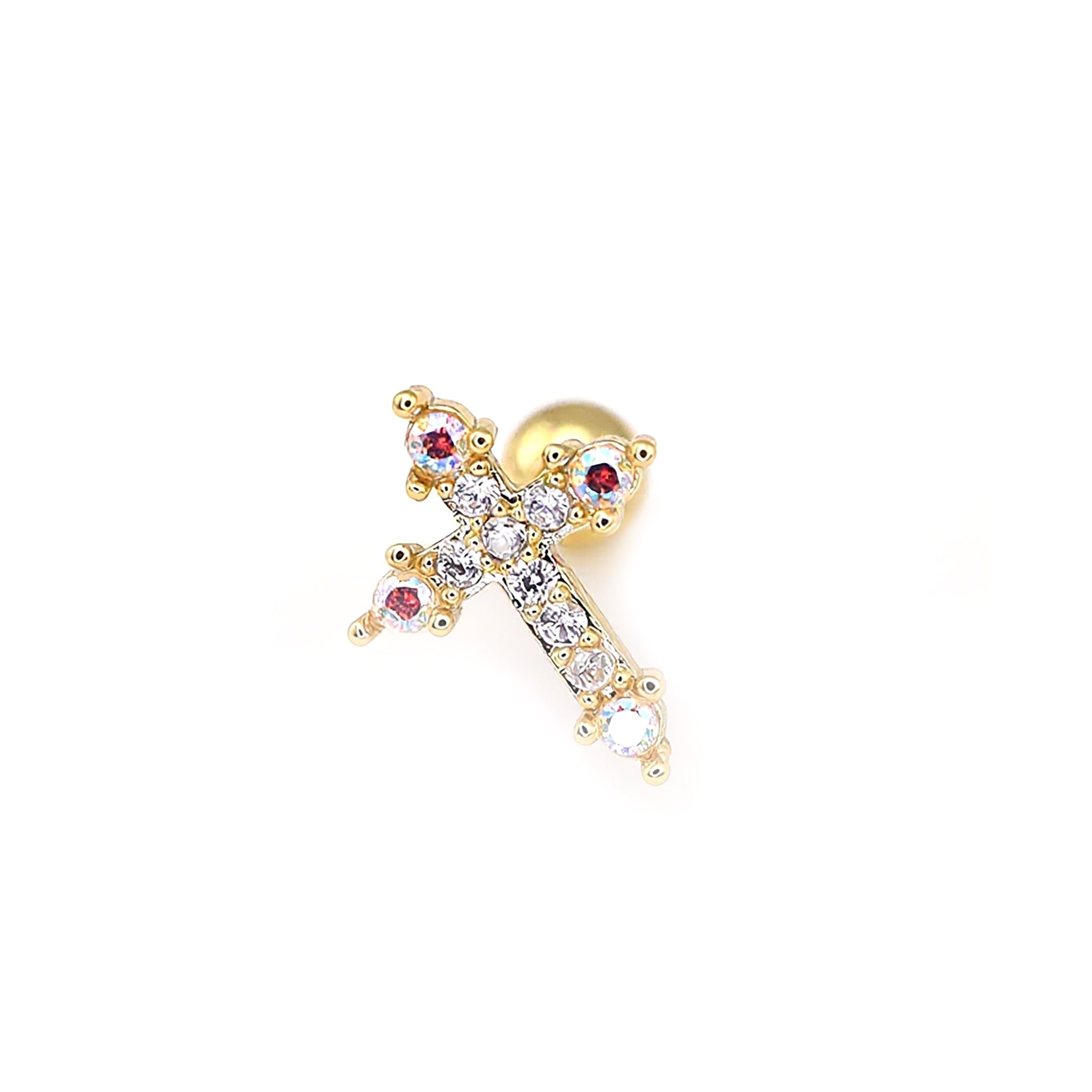 20G Thin Gauge CZ Cross Ear Studs ph1