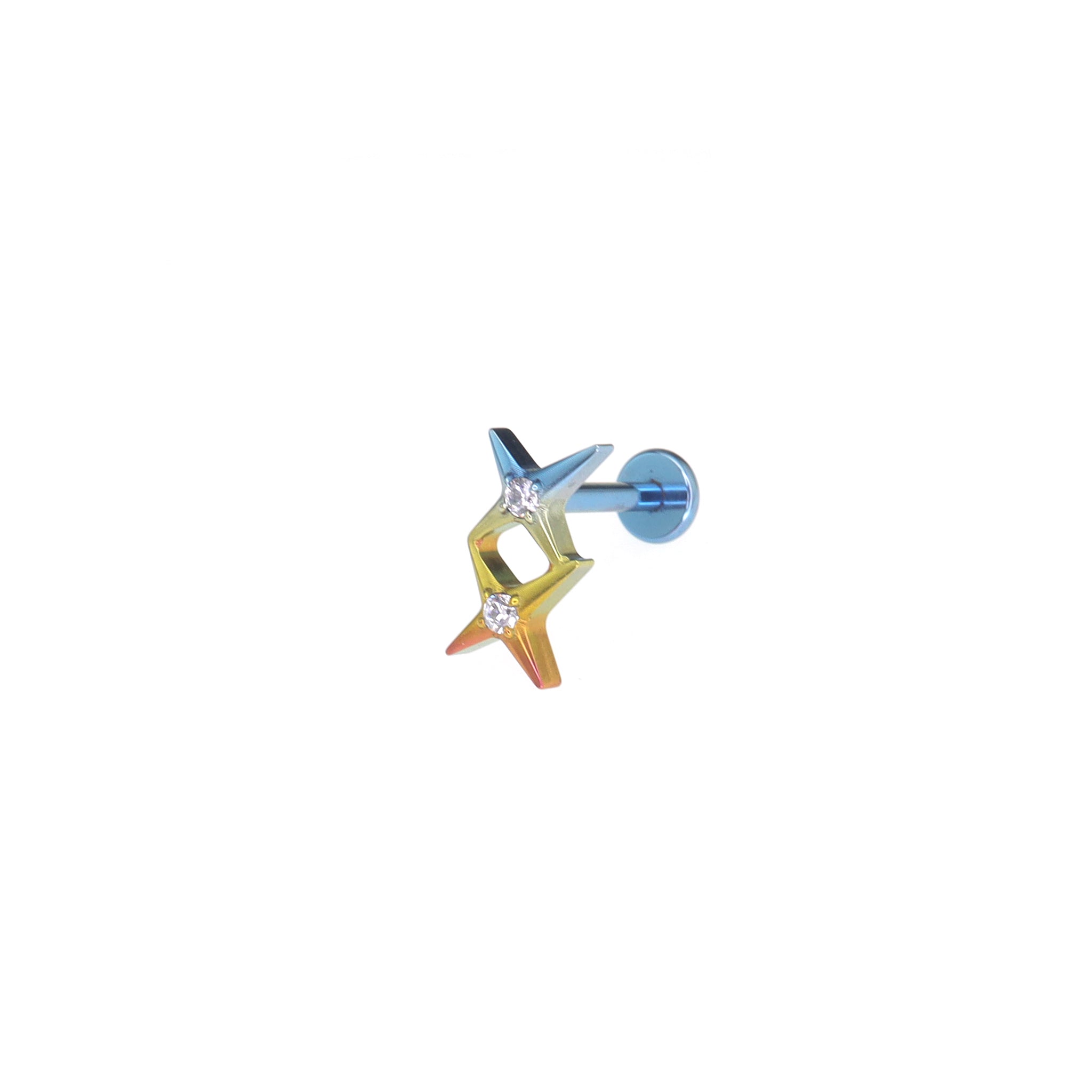 Double Star CZ Internally Threaded Titanium Studs