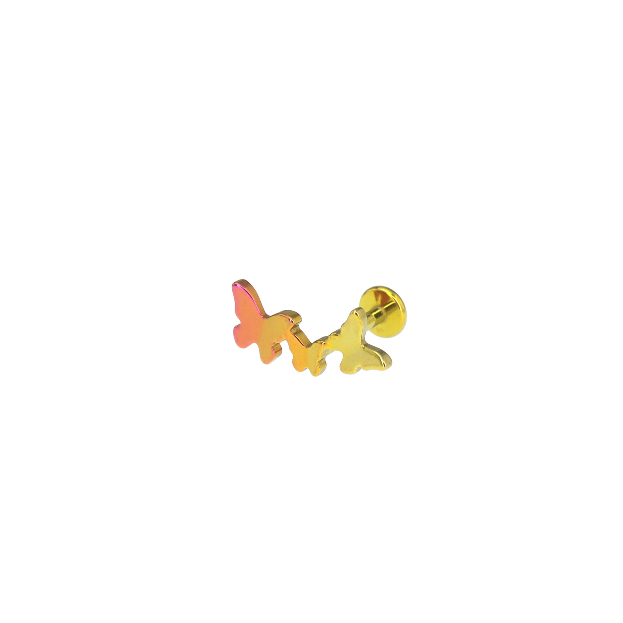 3D Triple Butterfly Titanium Ear Studs