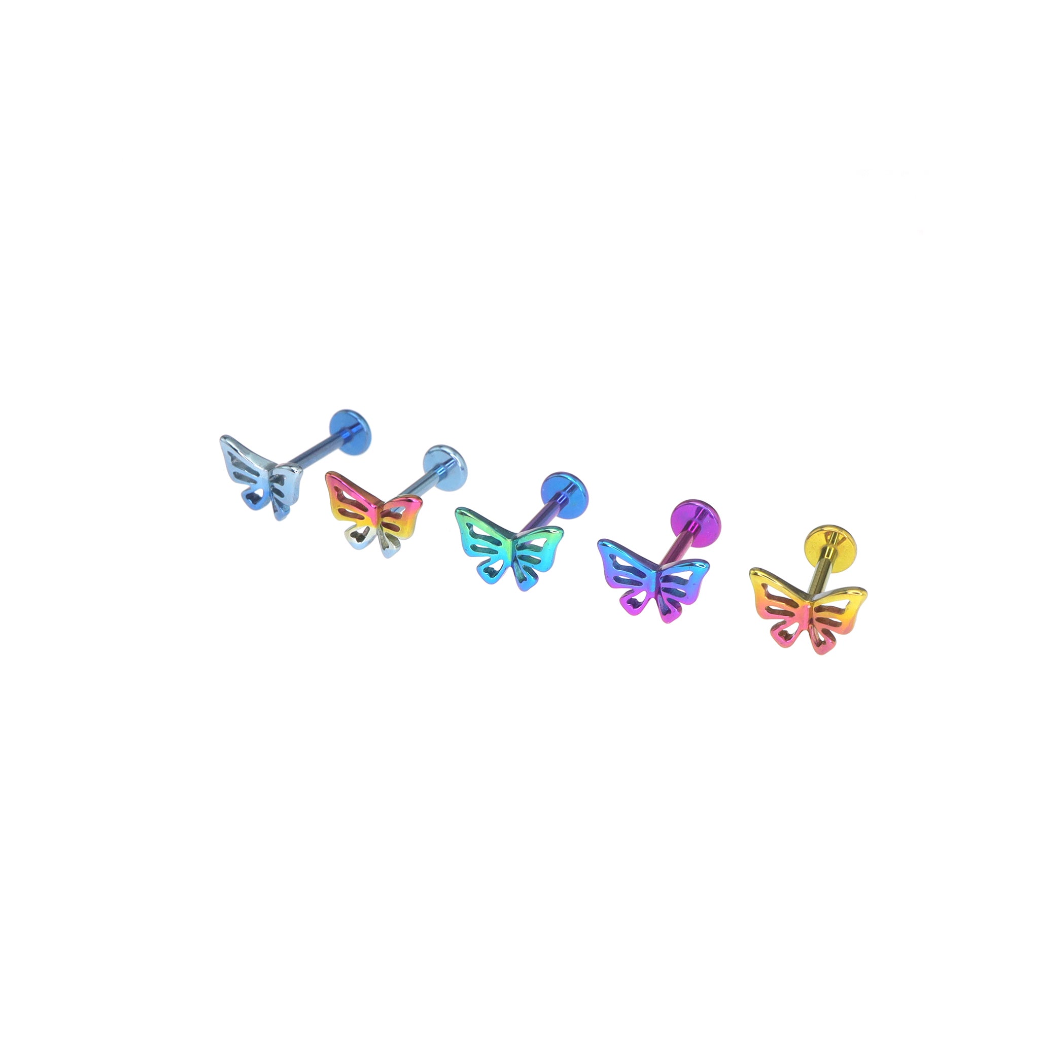 3D Openwork Butterfly Internally Threaded Titanium Labret Stud