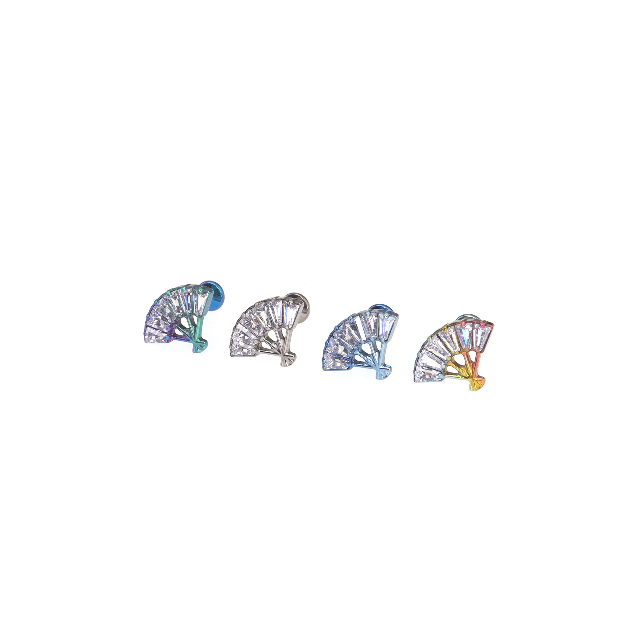 CZ Fan Internally Threaded Titanium Ear Studs