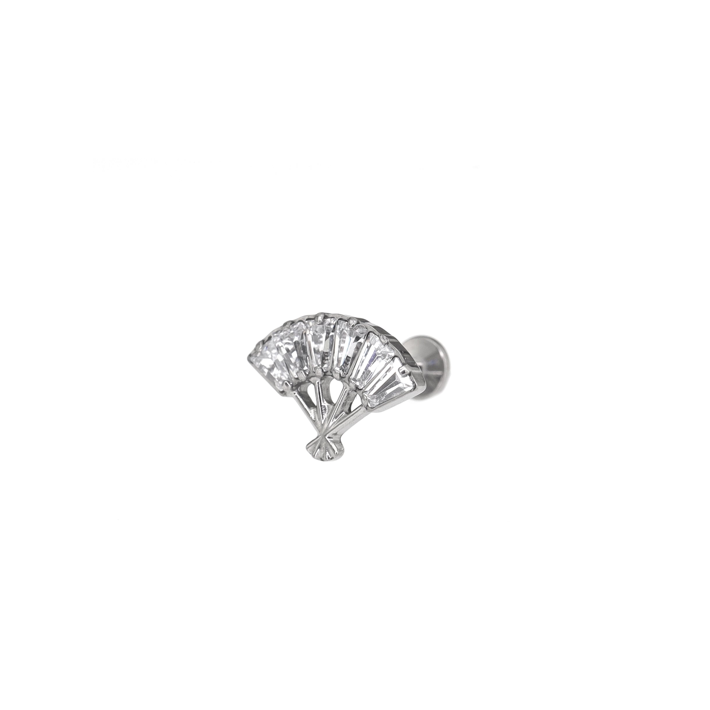 CZ Fan Internally Threaded Titanium Ear Studs