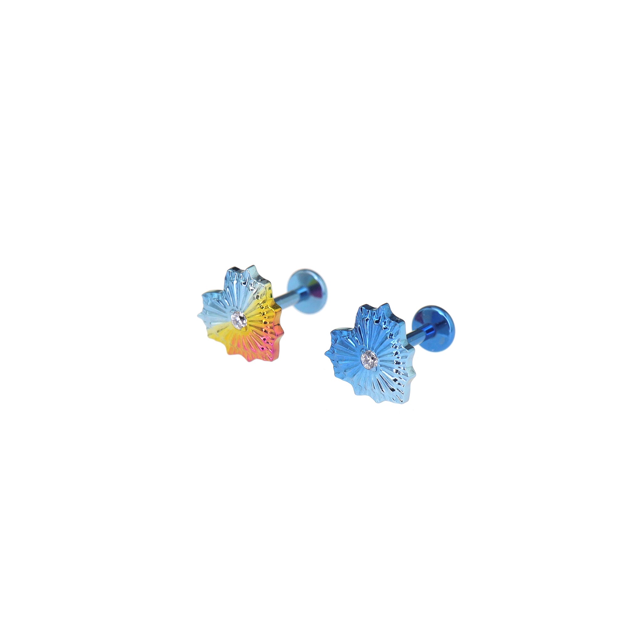CZ Engraved Lace Heart Titanium Ear Studs