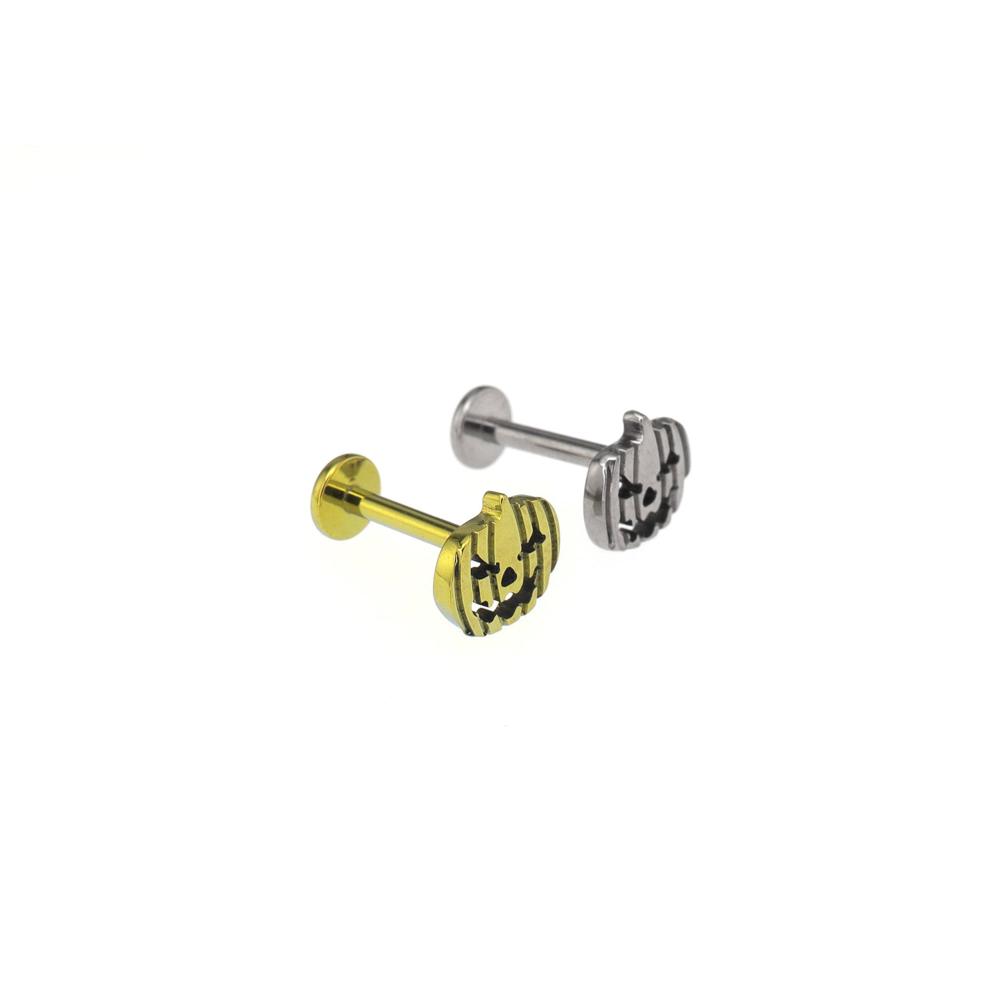 Engraved Pumpkin Head Titanium Ear Studs