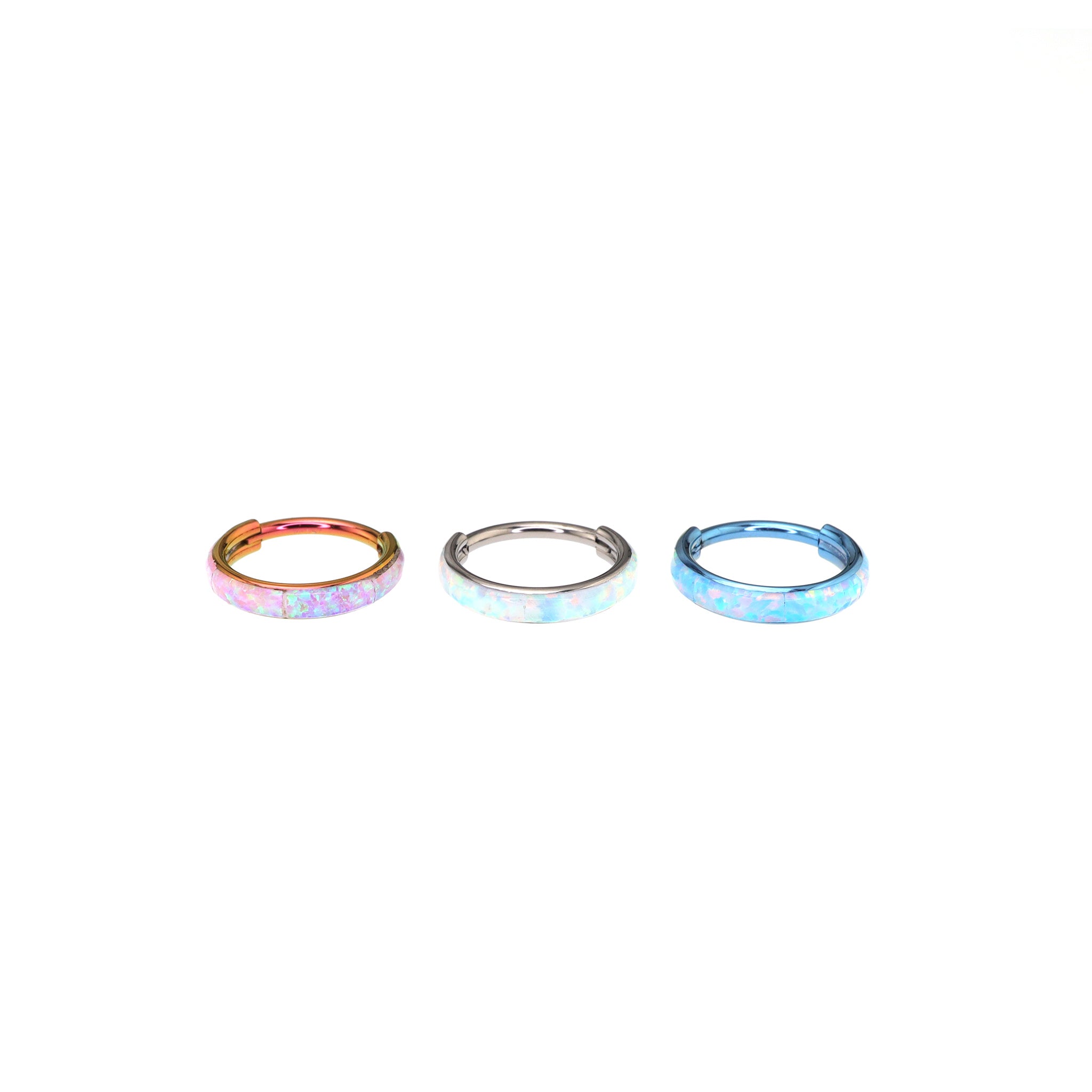Side-Set Opal Titanium Earrings