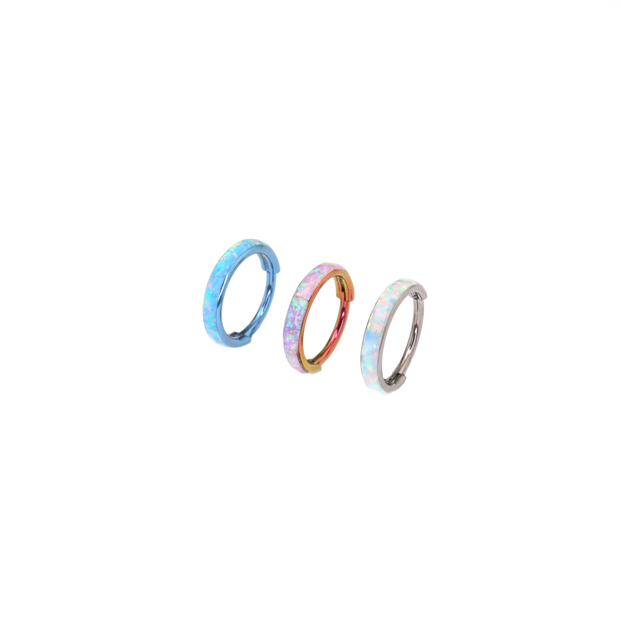 Side-Set Opal Titanium Earrings