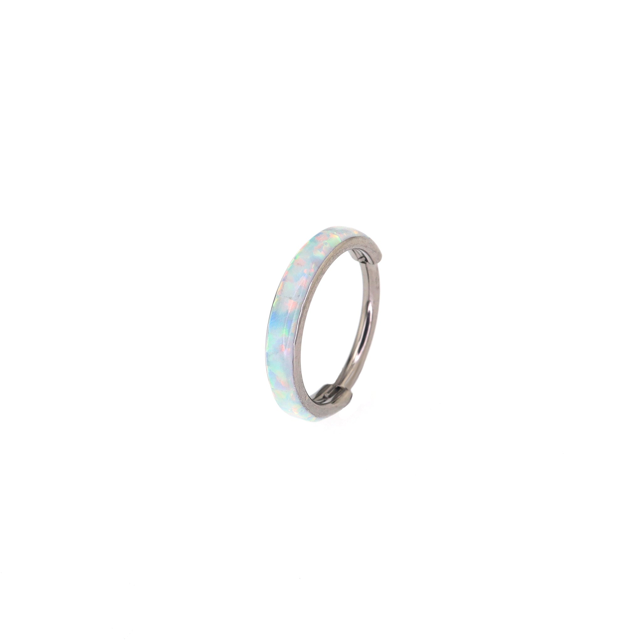 Side-Set Opal Titanium Earrings