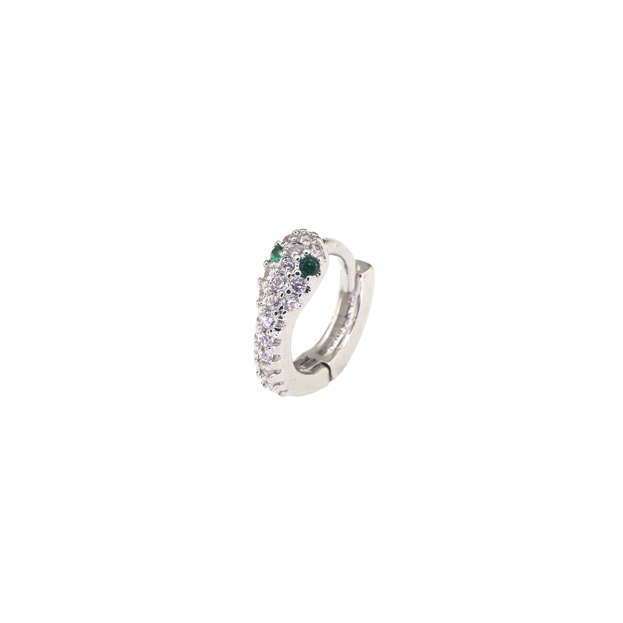 CZ Serpent Stainless Steel Small Hoop Earrings