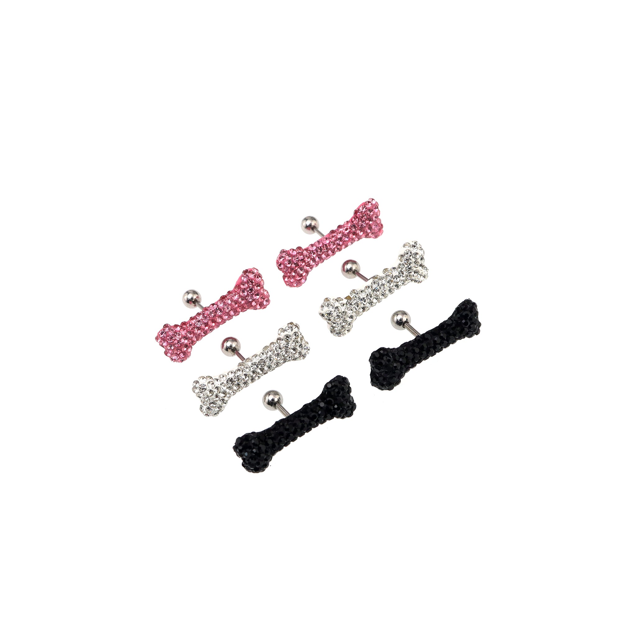 Resin Large Bone Full Crysta Stainless Steel Ear Studs