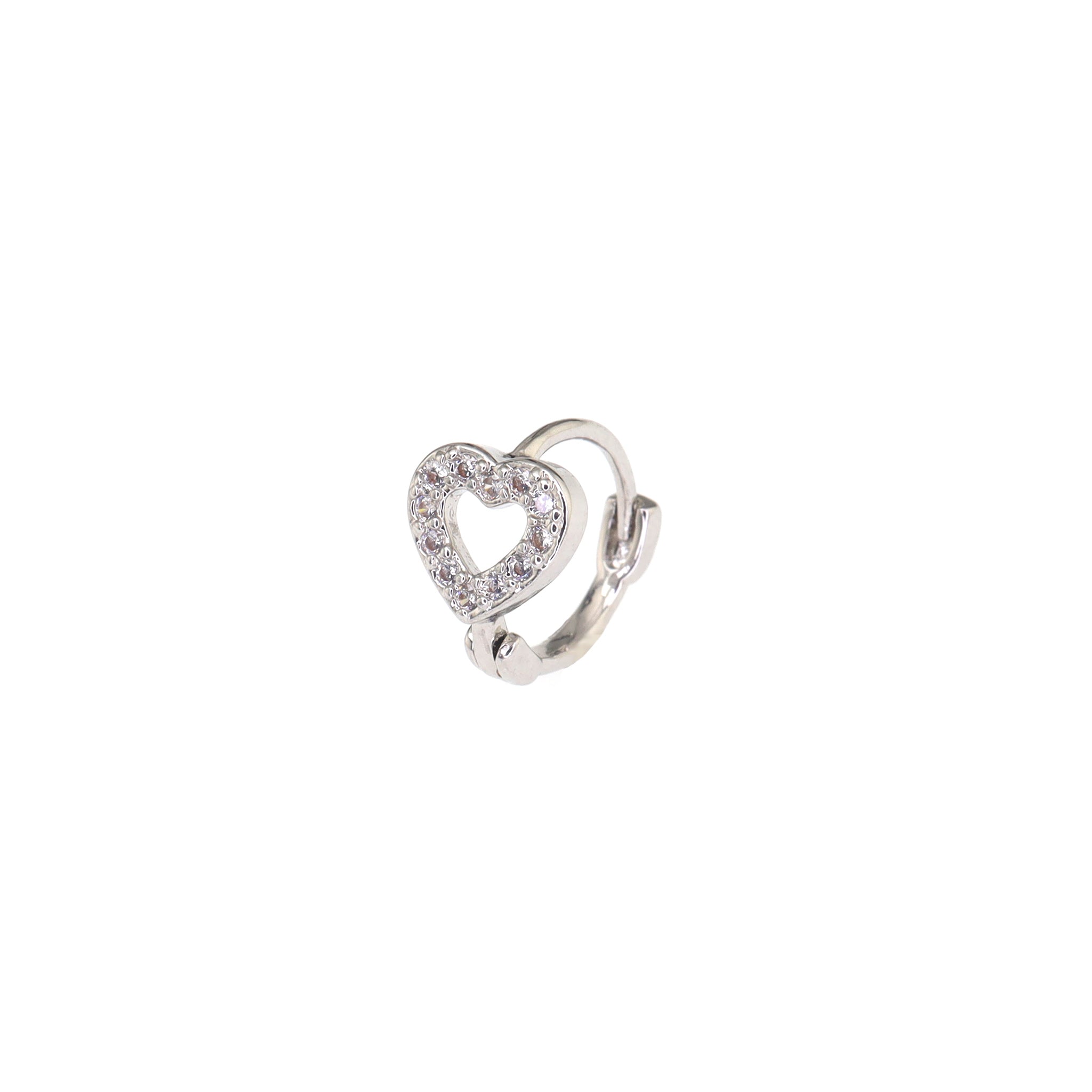 CZ Openwork Stainless Steel Small Hoop Earrings