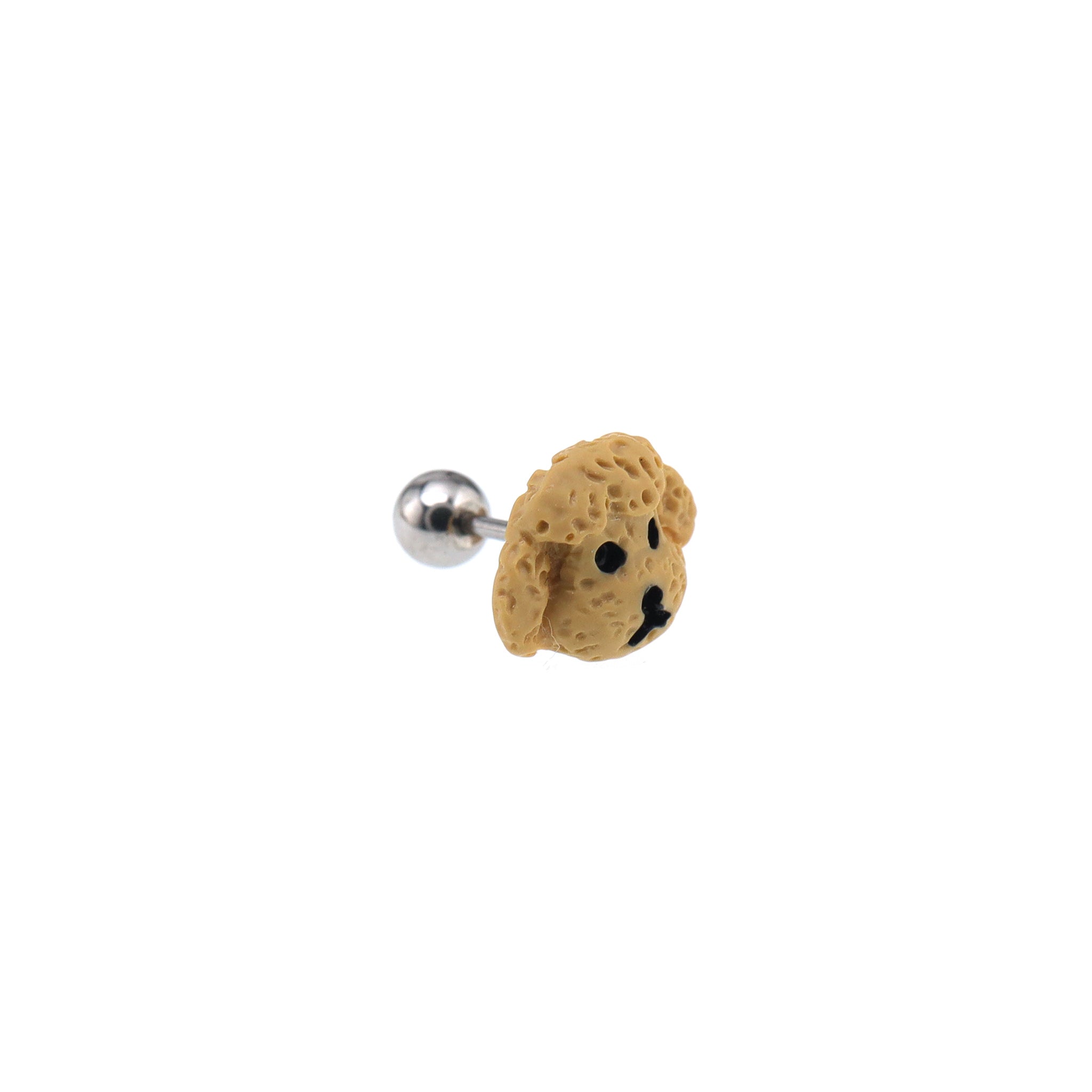 Resin White Puppy Stainless Steel Ear Studs