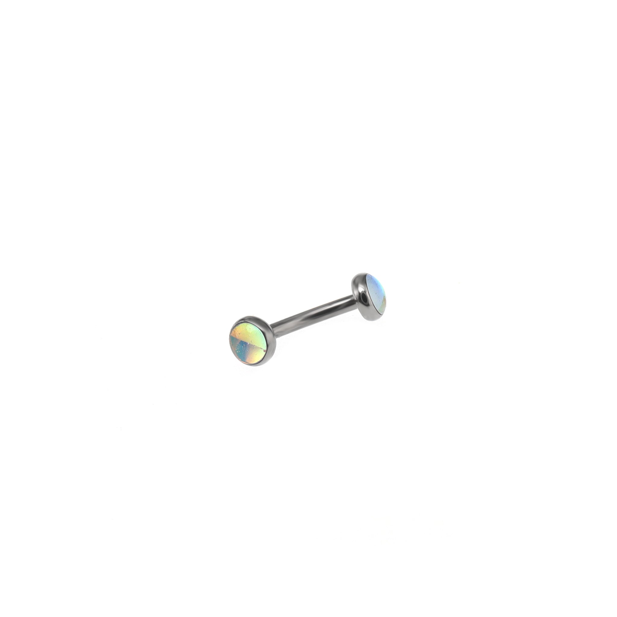 Single-End Rainbow Oil Slick Titanium Rook Jewelry