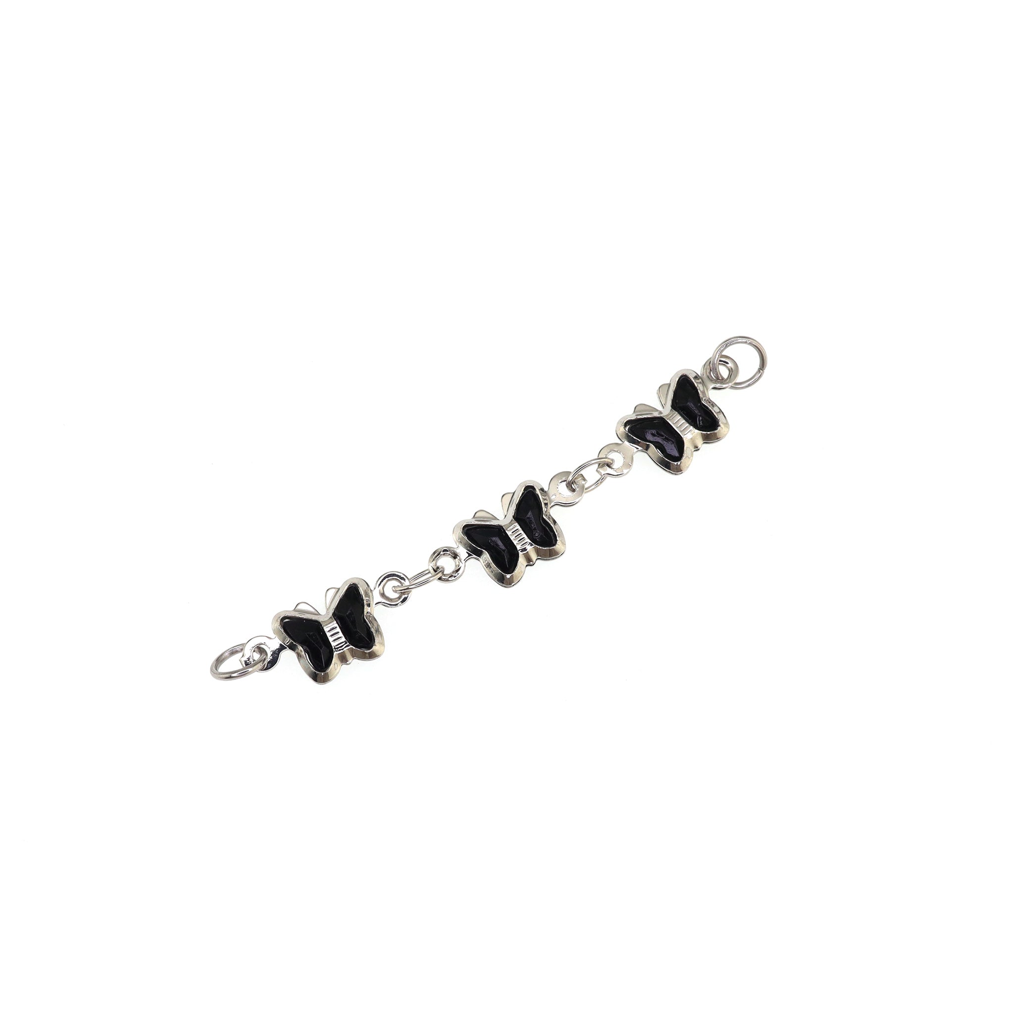 Black Oil Slick Butterfly Ear Chain
