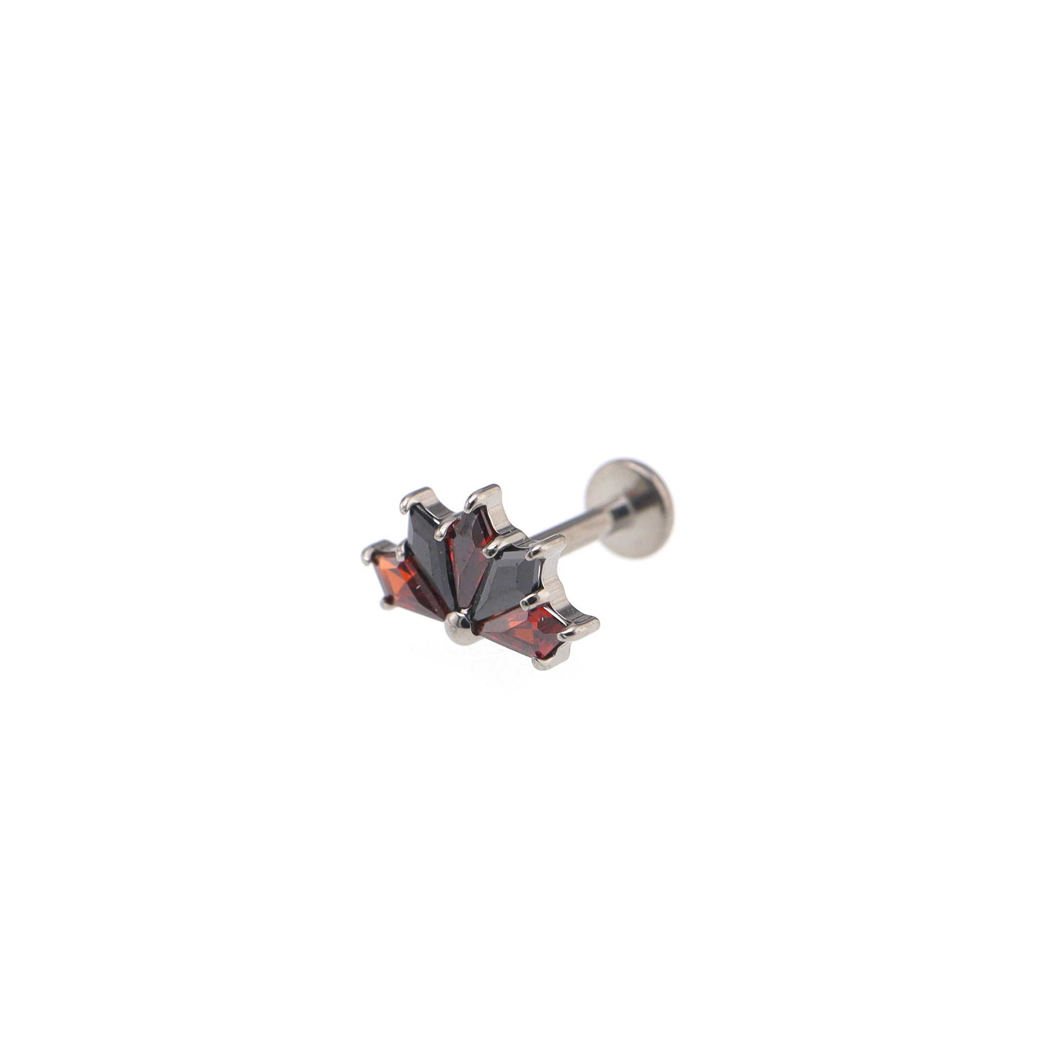 Rainbow CZ Fan Internally Threaded Titanium Studs