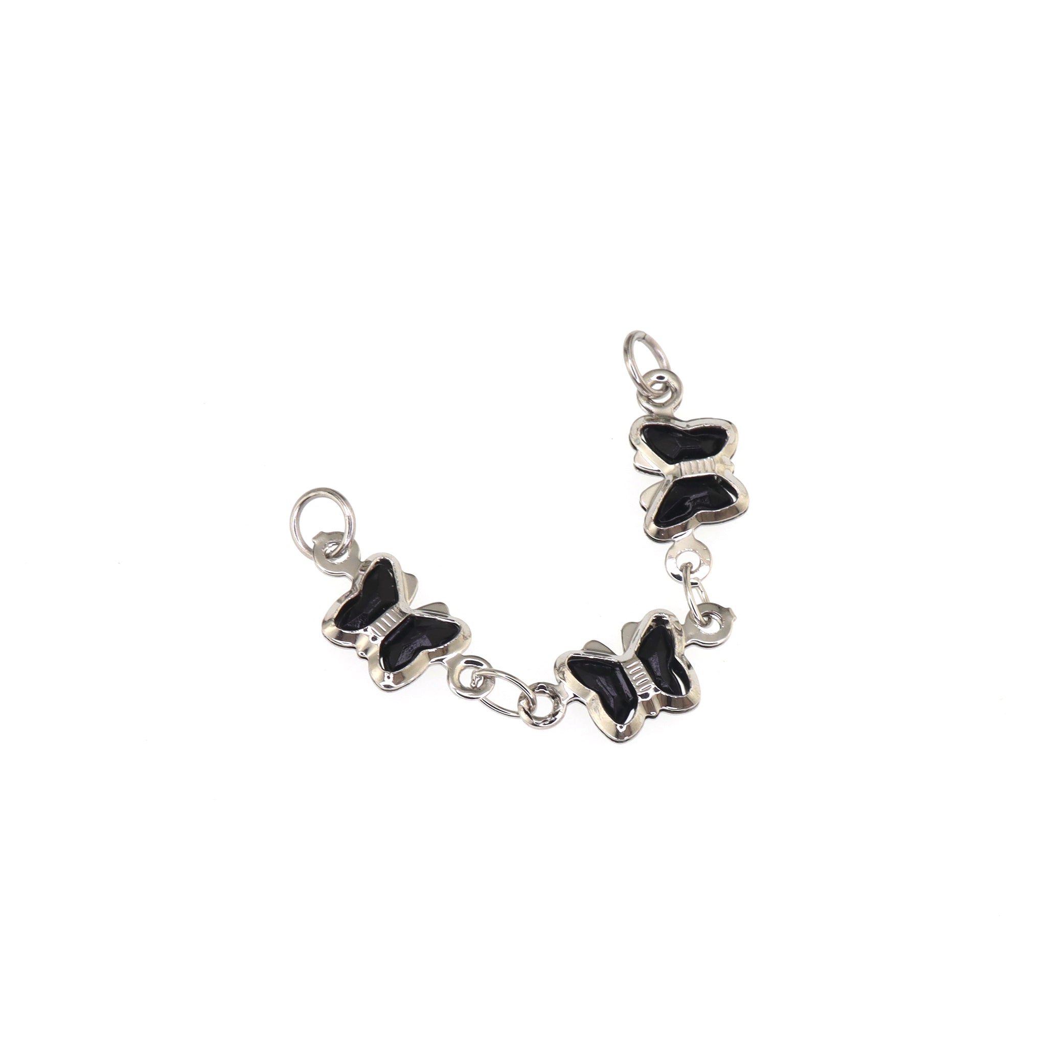 Black Oil Slick Butterfly Ear Chain