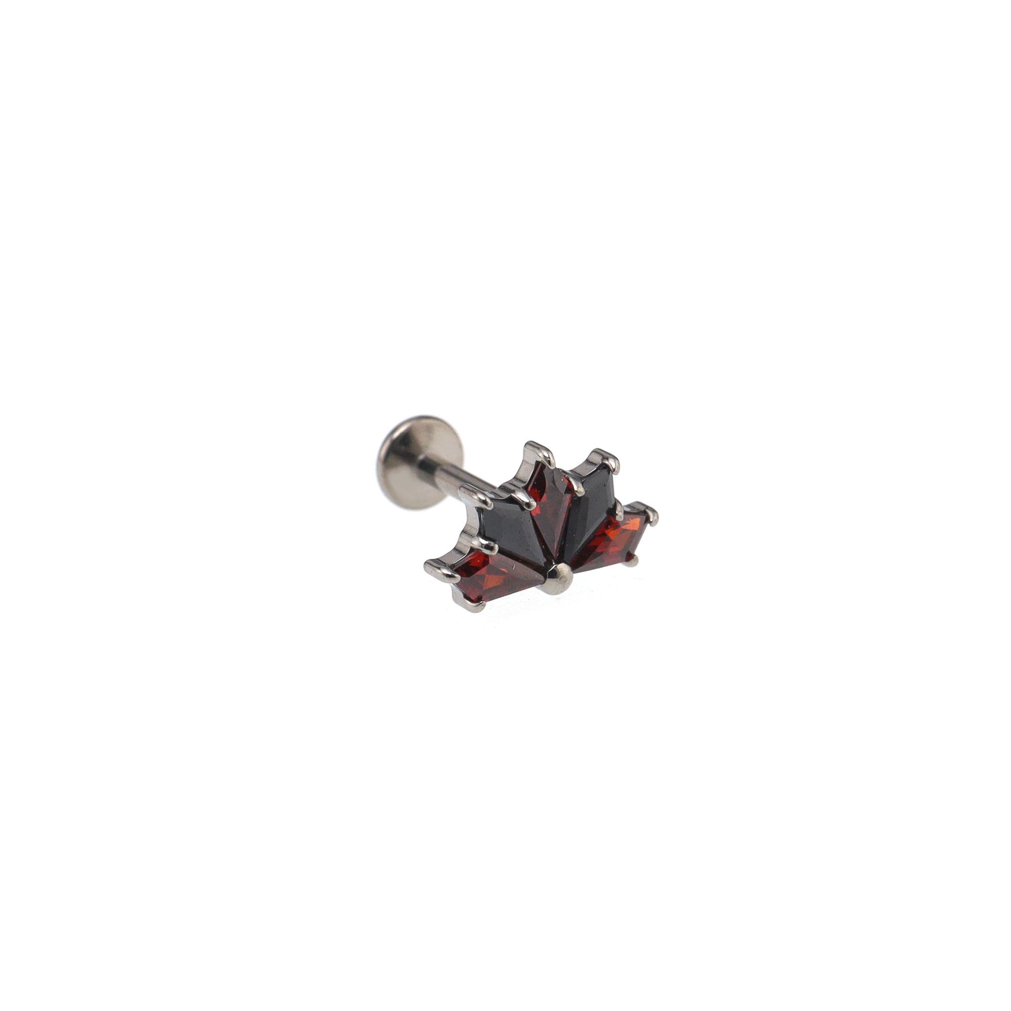 Rainbow CZ Fan Internally Threaded Titanium Studs