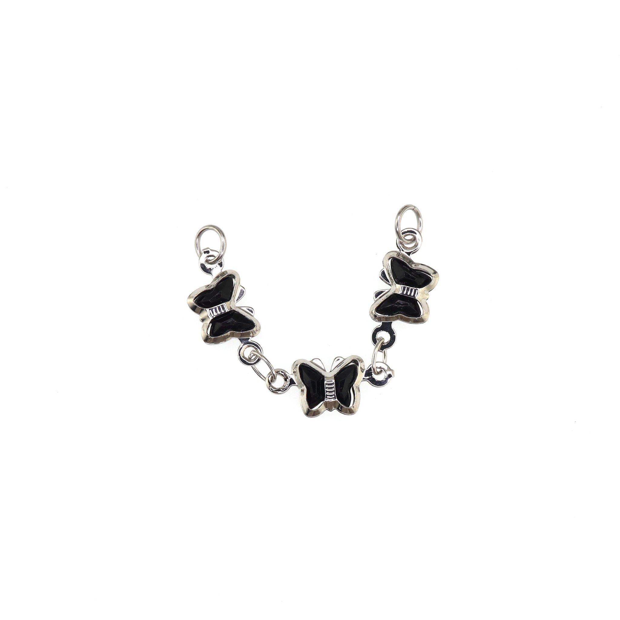 Black Oil Slick Butterfly Ear Chain