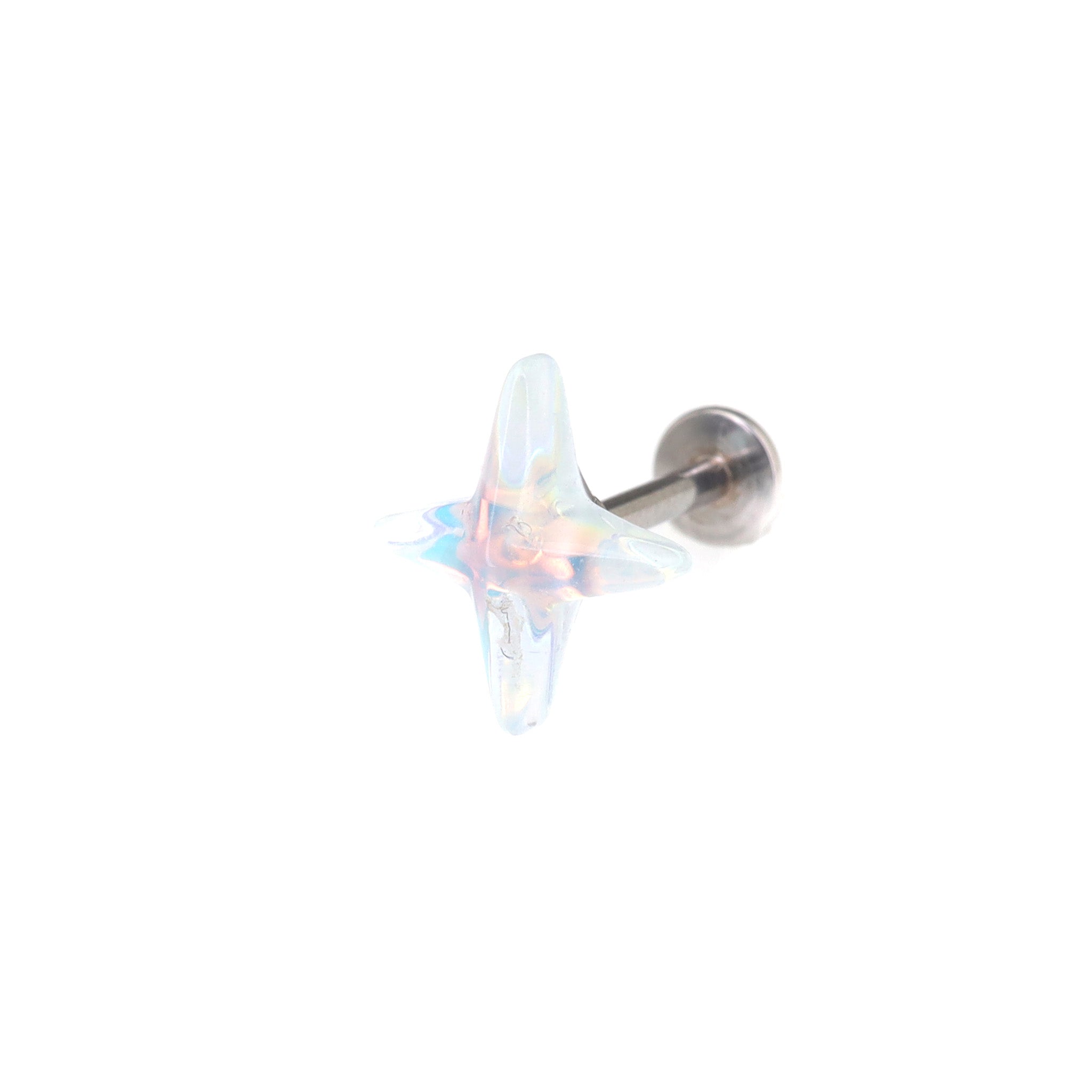 Resin Semi-Transparent Four-Point Star Stainless Steel Ear Studs
