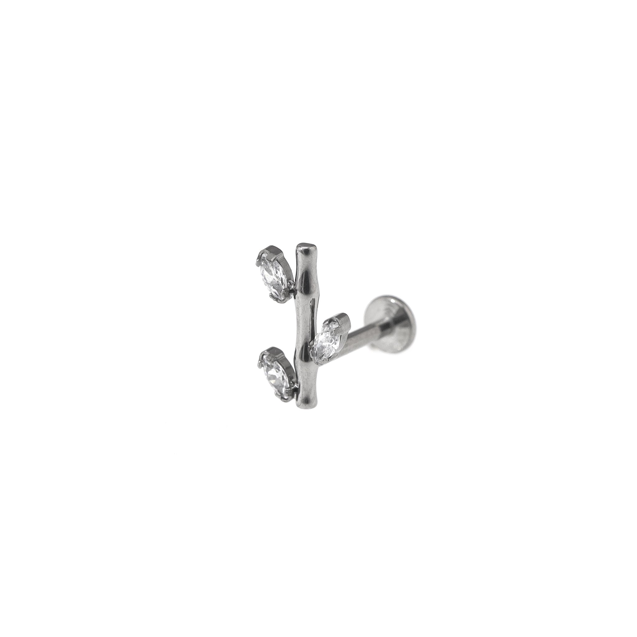 CZ Bamboo Segment Internally Threaded Titanium Studs