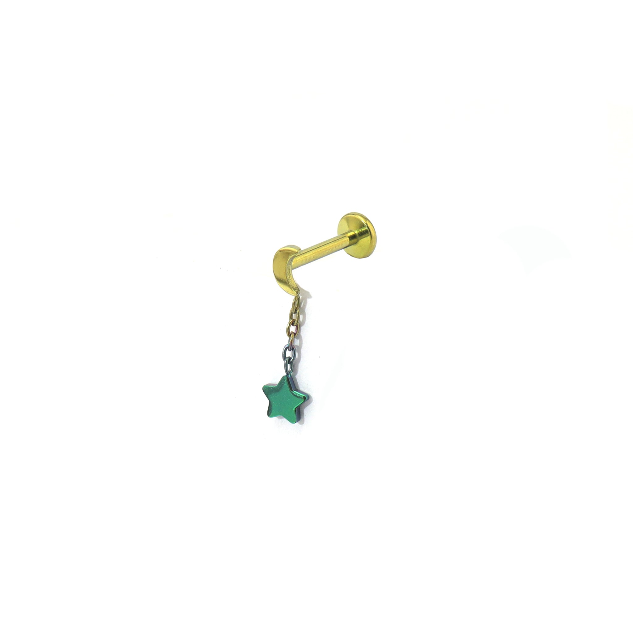Moon & Star Dangle Titanium Ear Studs