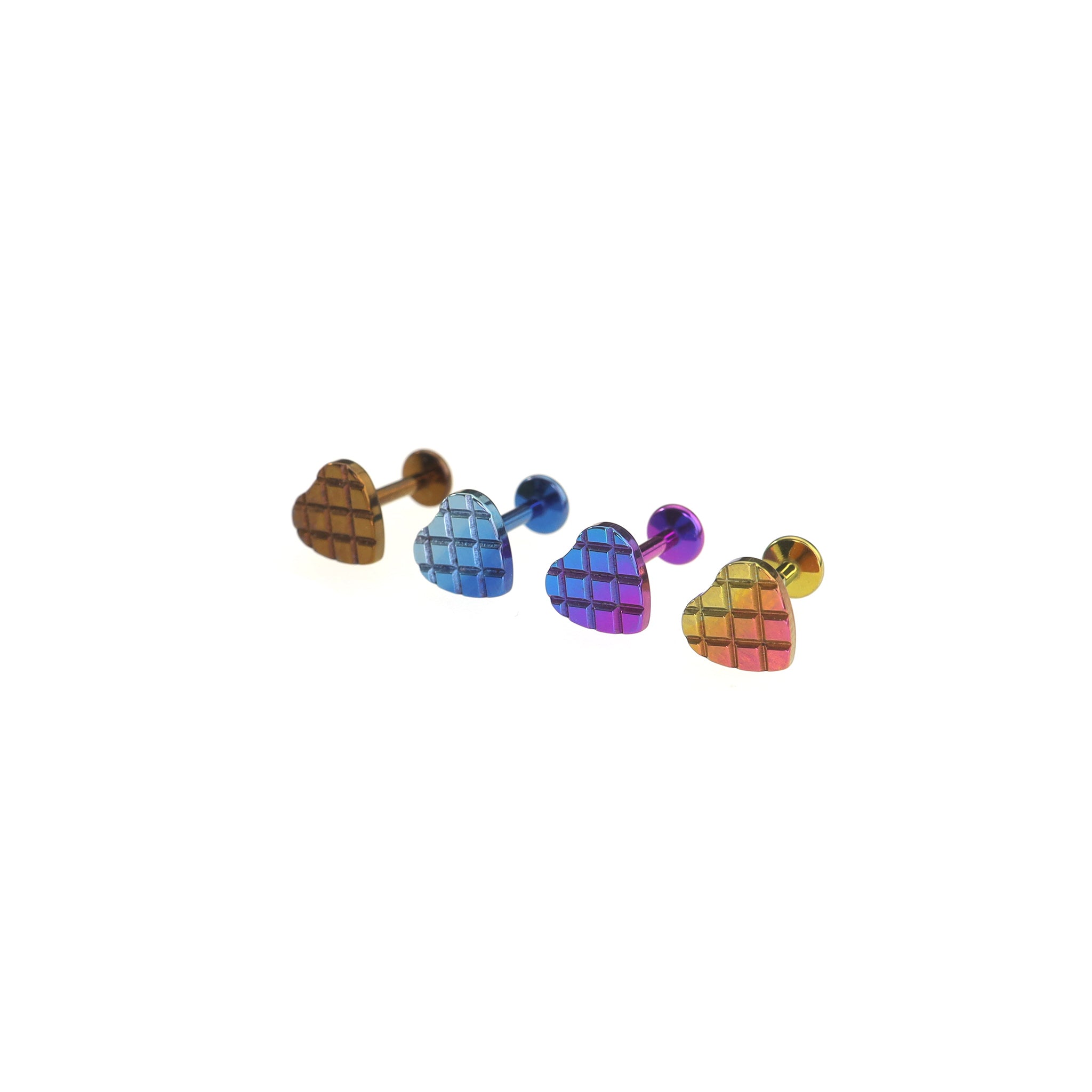 Cutwork Heart Internally Threaded Titanium Studs