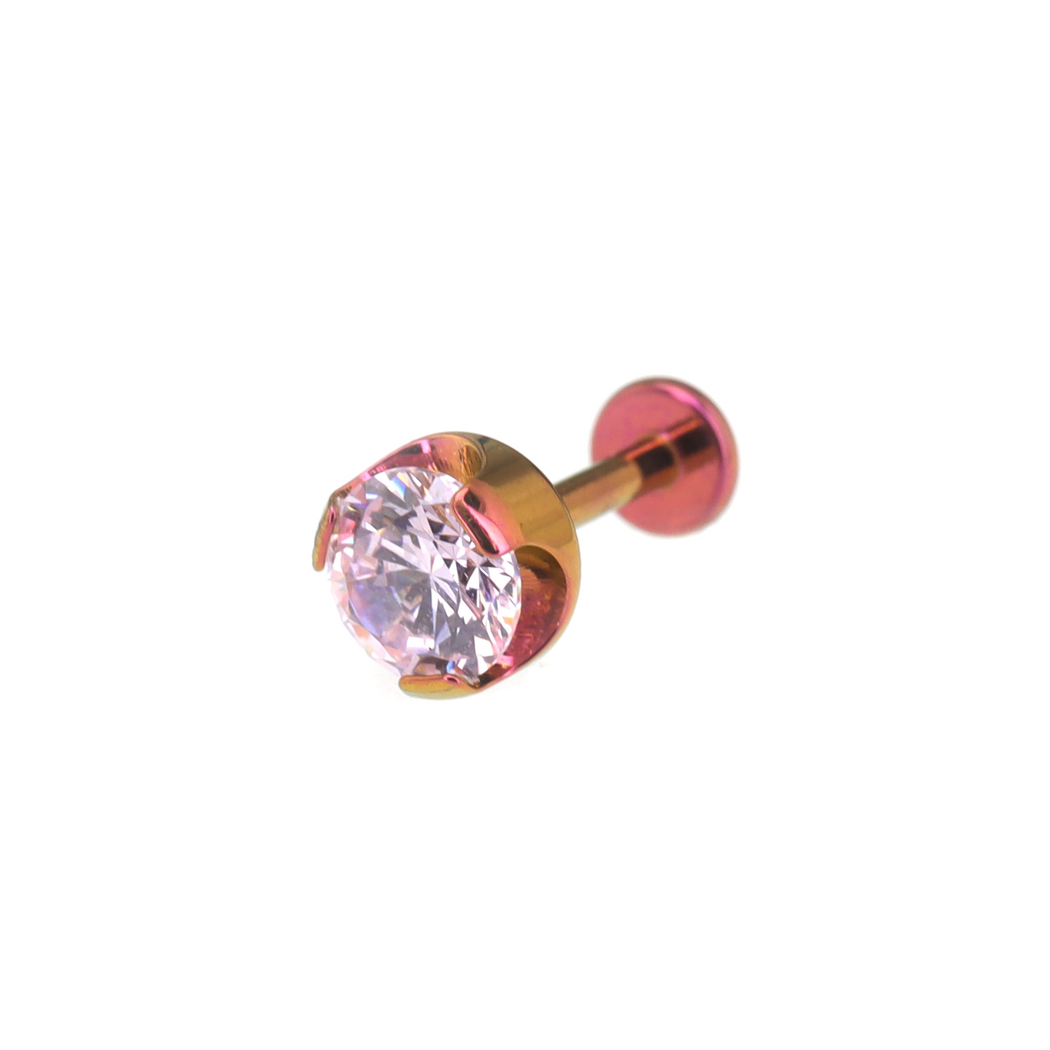 Wave Bezel-Set CZ Titanium Ear Studs