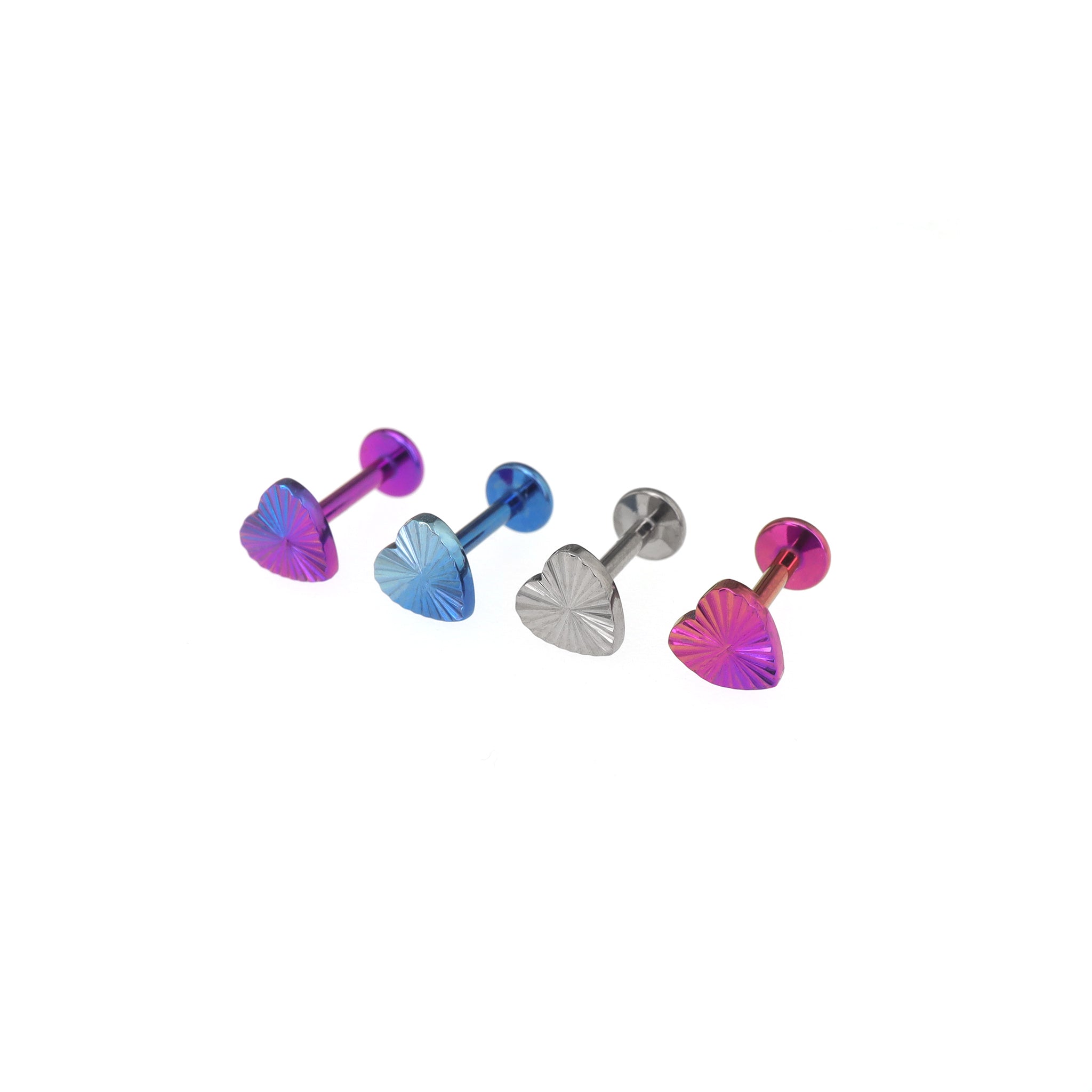 Engraved Linework Heart Titanium Lip Ring