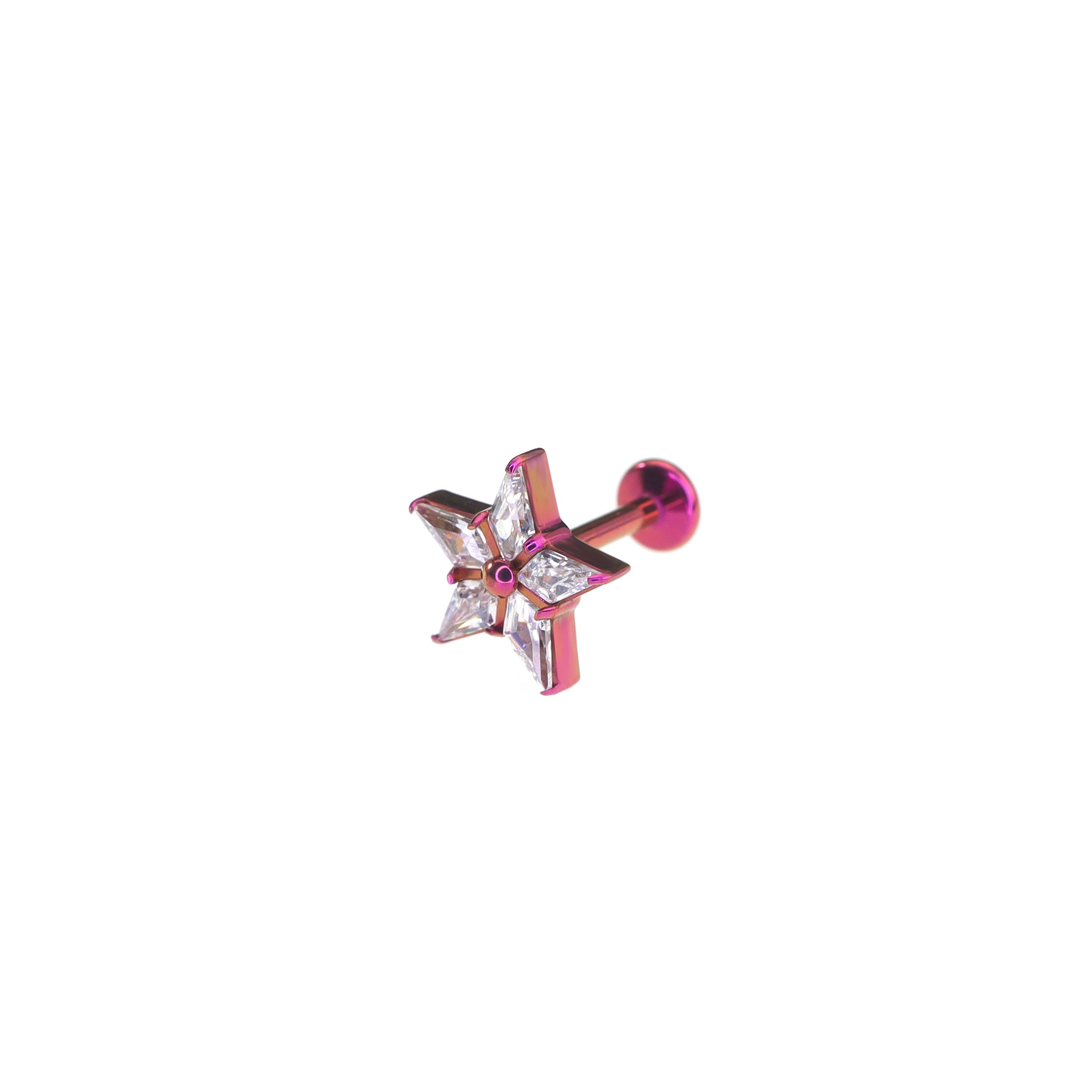 Pentagram CZ Titanium Ear Studs