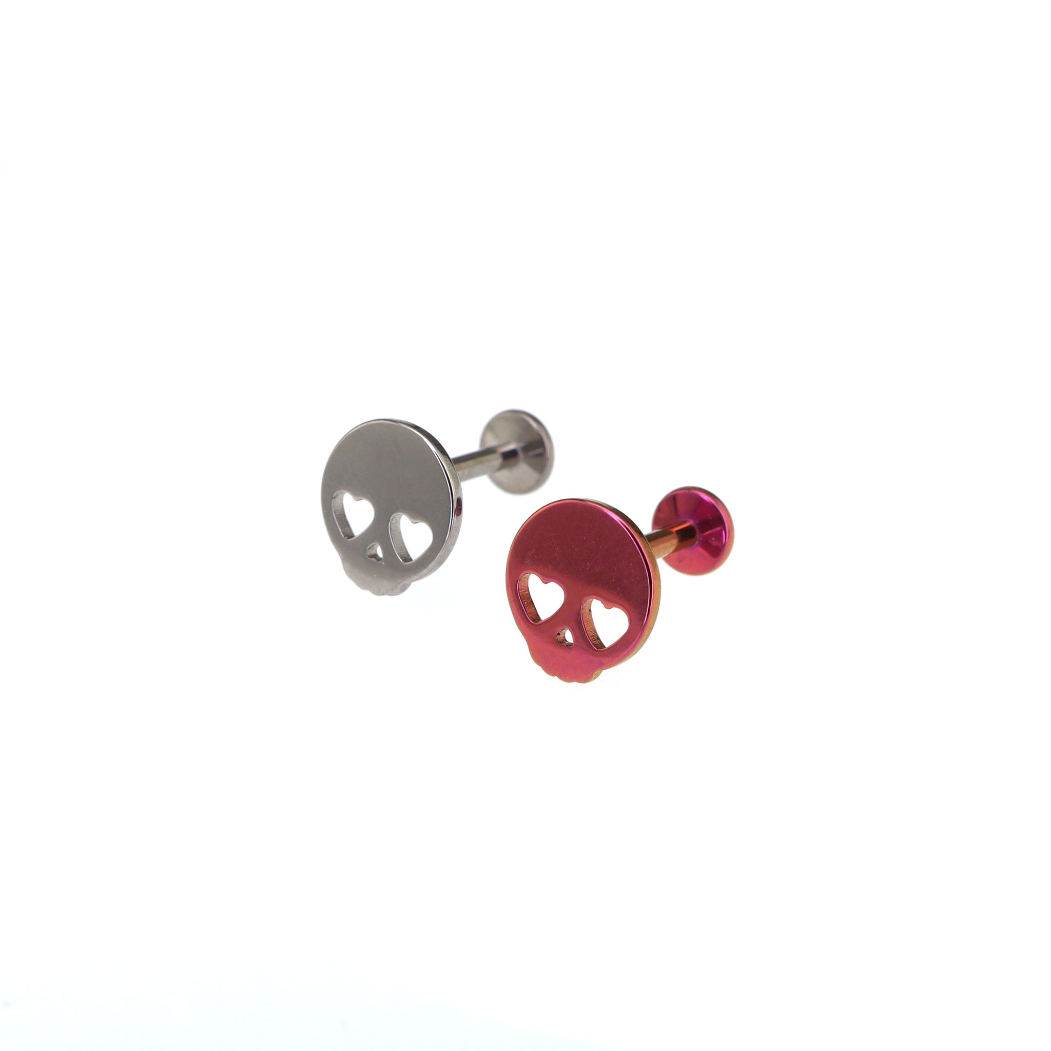 Cute Heart-Eye Skull Titanium Ear Studs