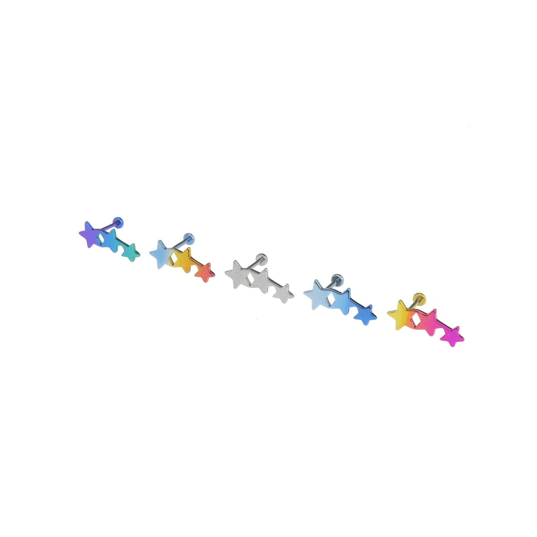 Three-Star Threadless Titanium Nose Stud