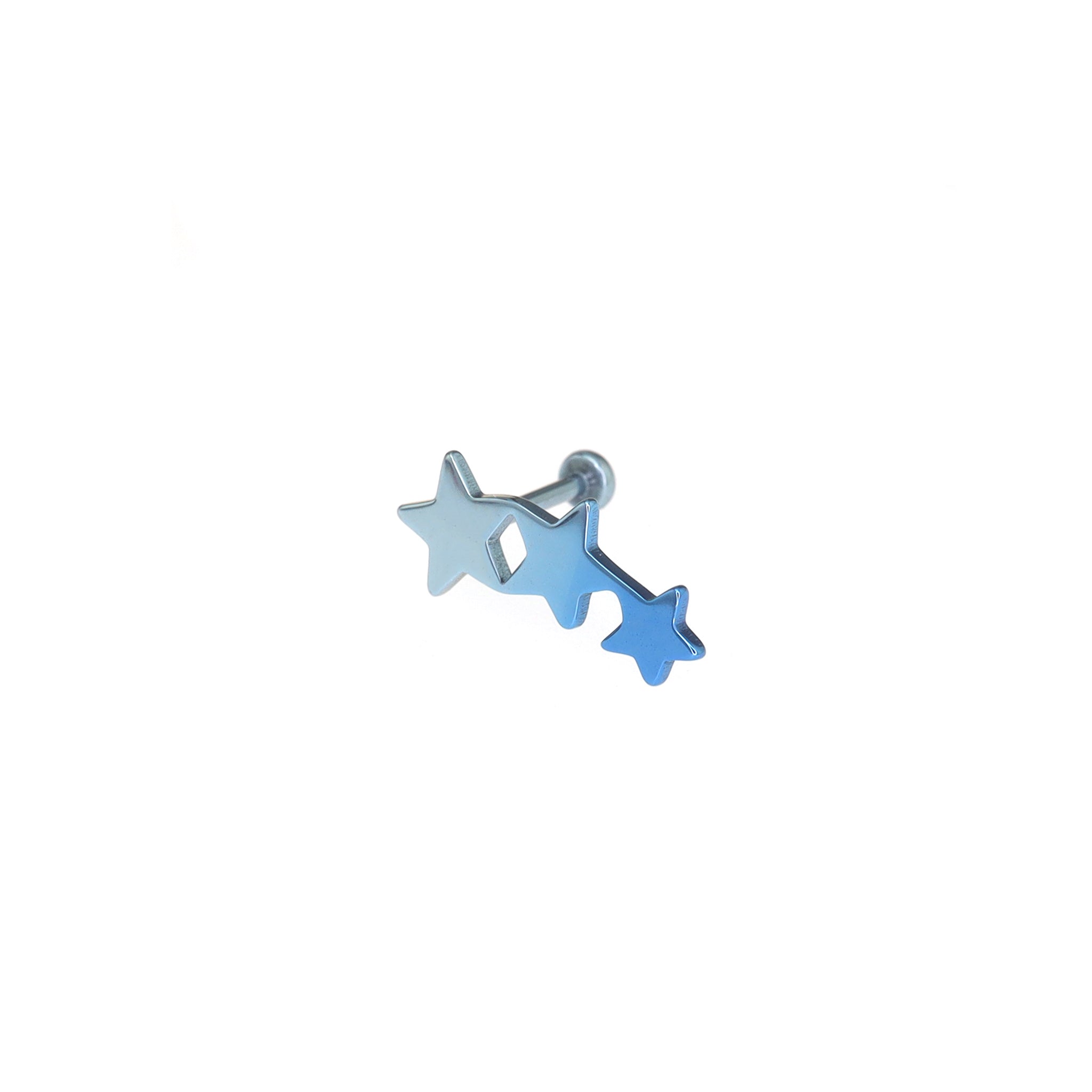 Three-Star Threadless Titanium Nose Stud