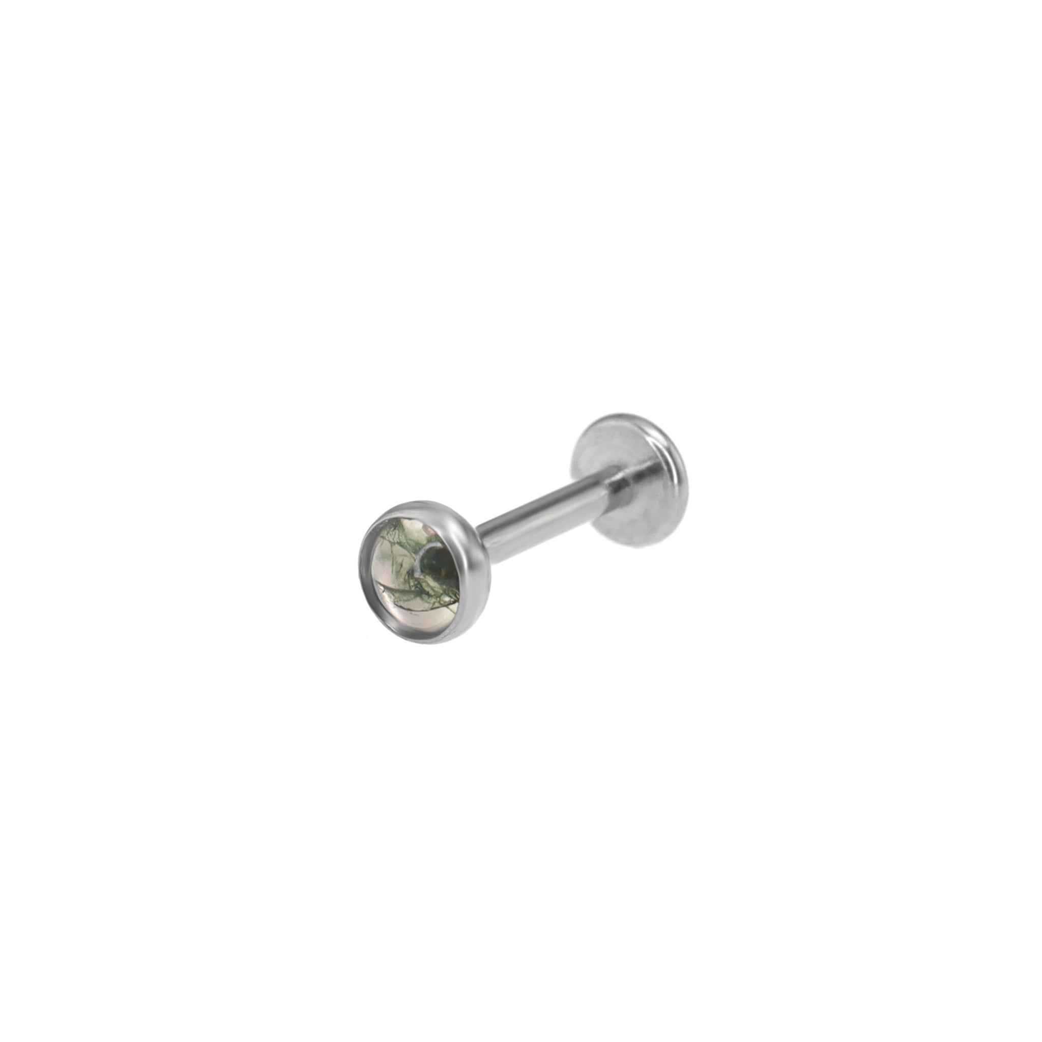 Bezel-Set Jade-Inspired Algae Titanium Labret Studs