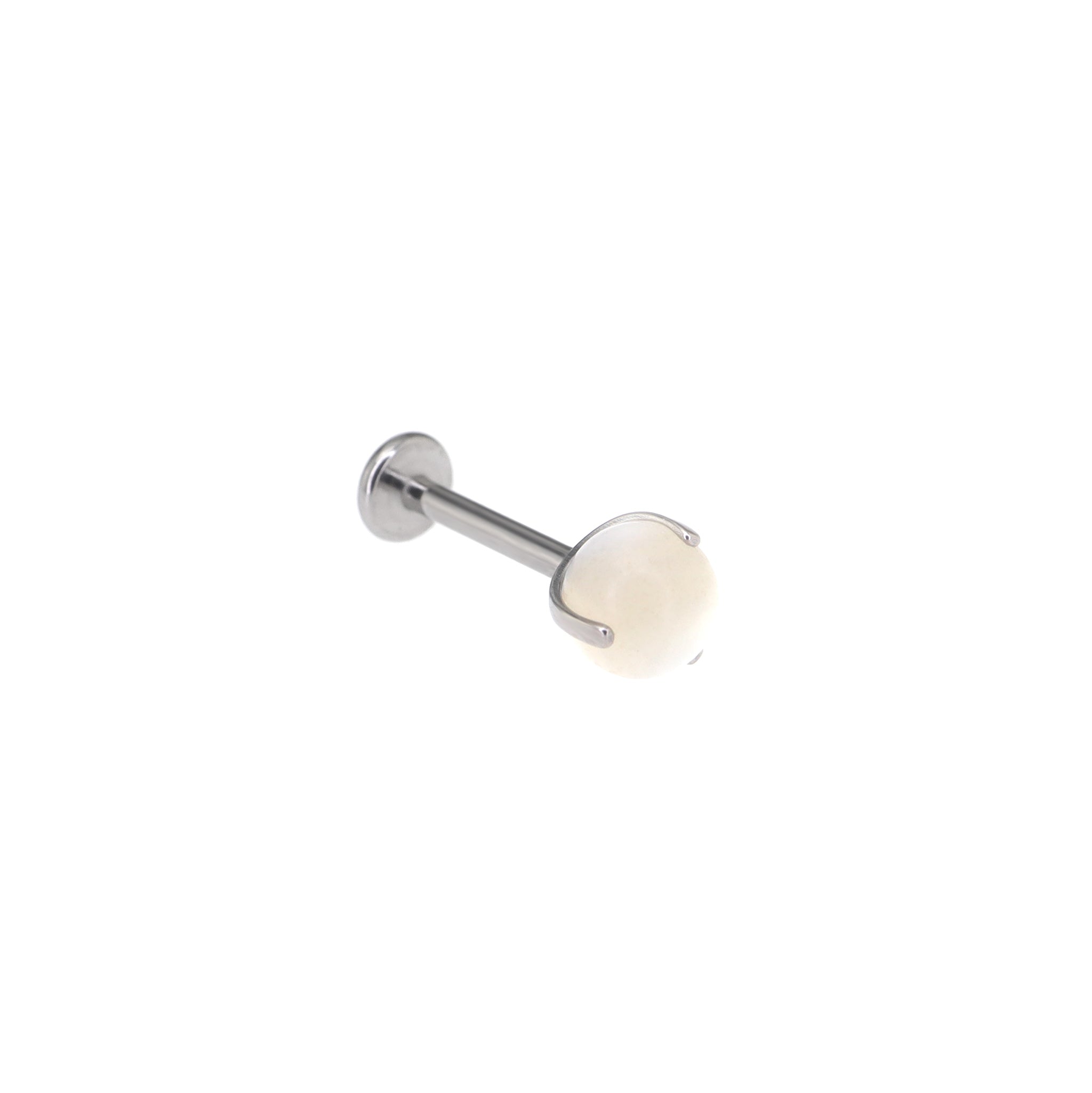 Claw-Set White Mother-of-Pearl Internally Threaded Titanium Studs