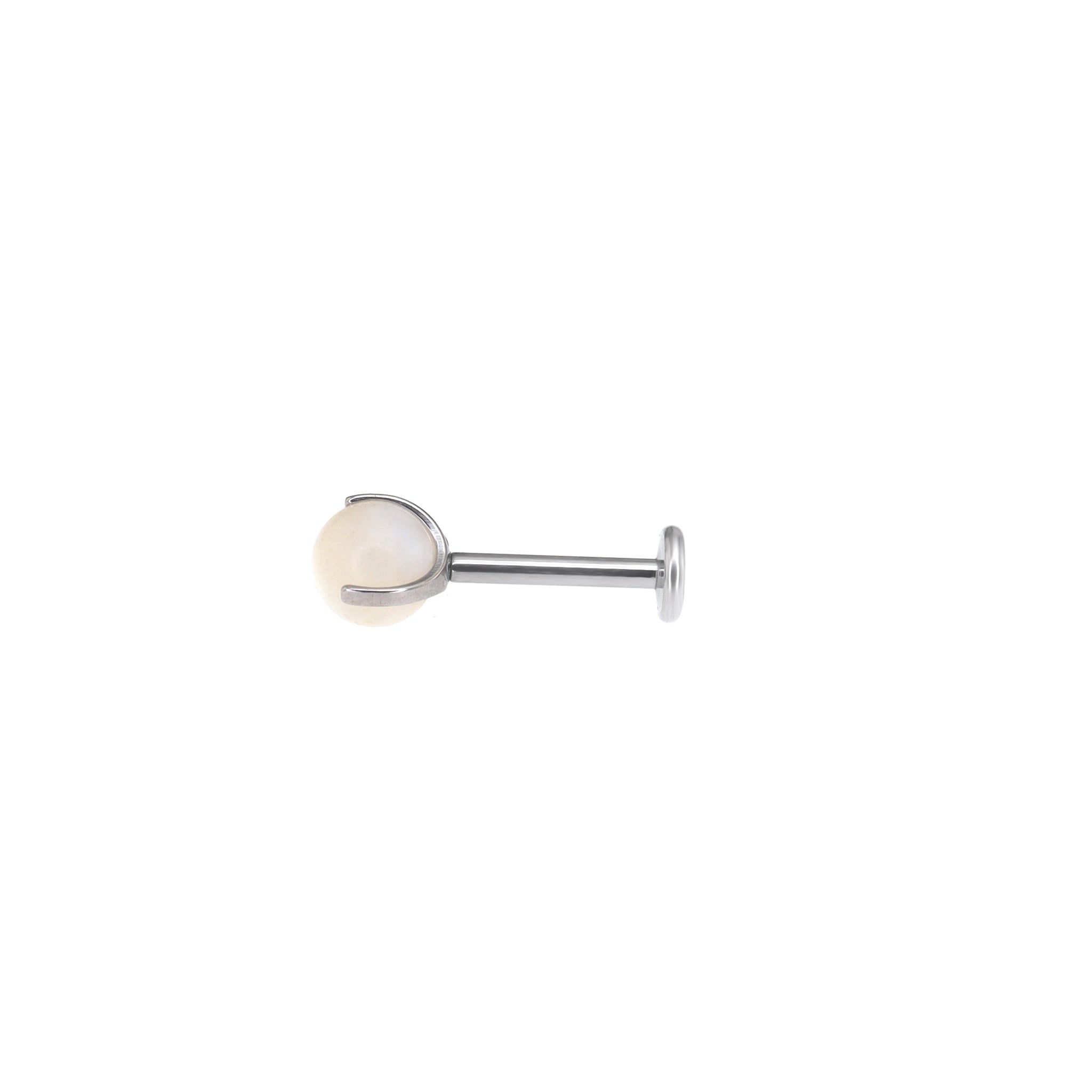 Claw-Set White Mother-of-Pearl Internally Threaded Titanium Studs