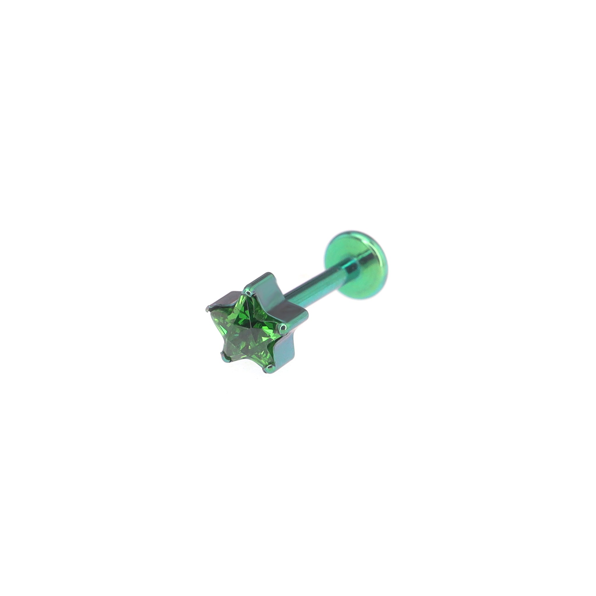 3D CZ Pentagram Titanium Ear Studs