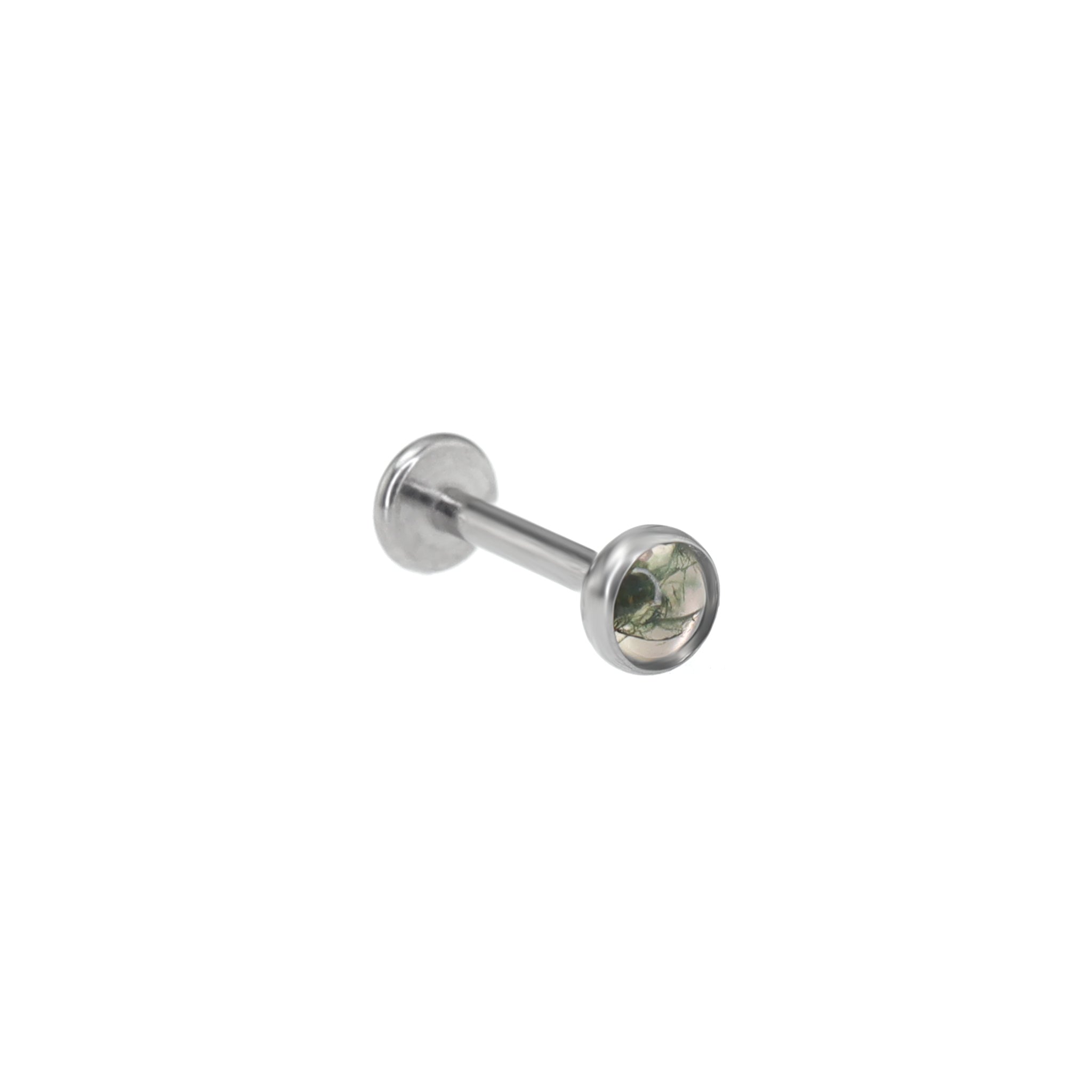 Bezel-Set Jade-Inspired Algae Titanium Labret Studs