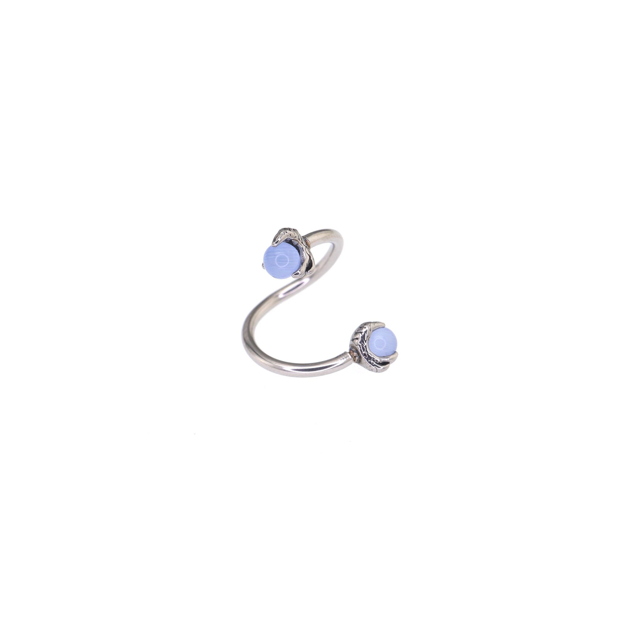 S-Shaped Dragon Claw Cat's Eye Internally Threaded Stainless Steel Lip Ring