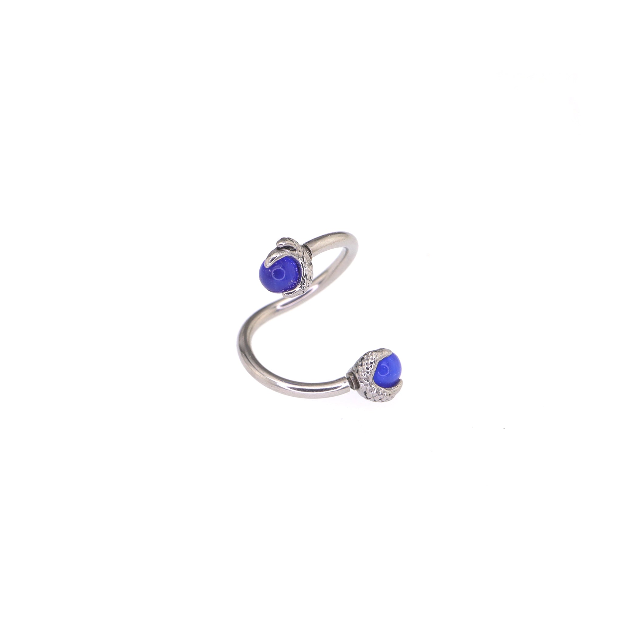 S-Shaped Dragon Claw Cat's Eye Internally Threaded Stainless Steel Lip Ring