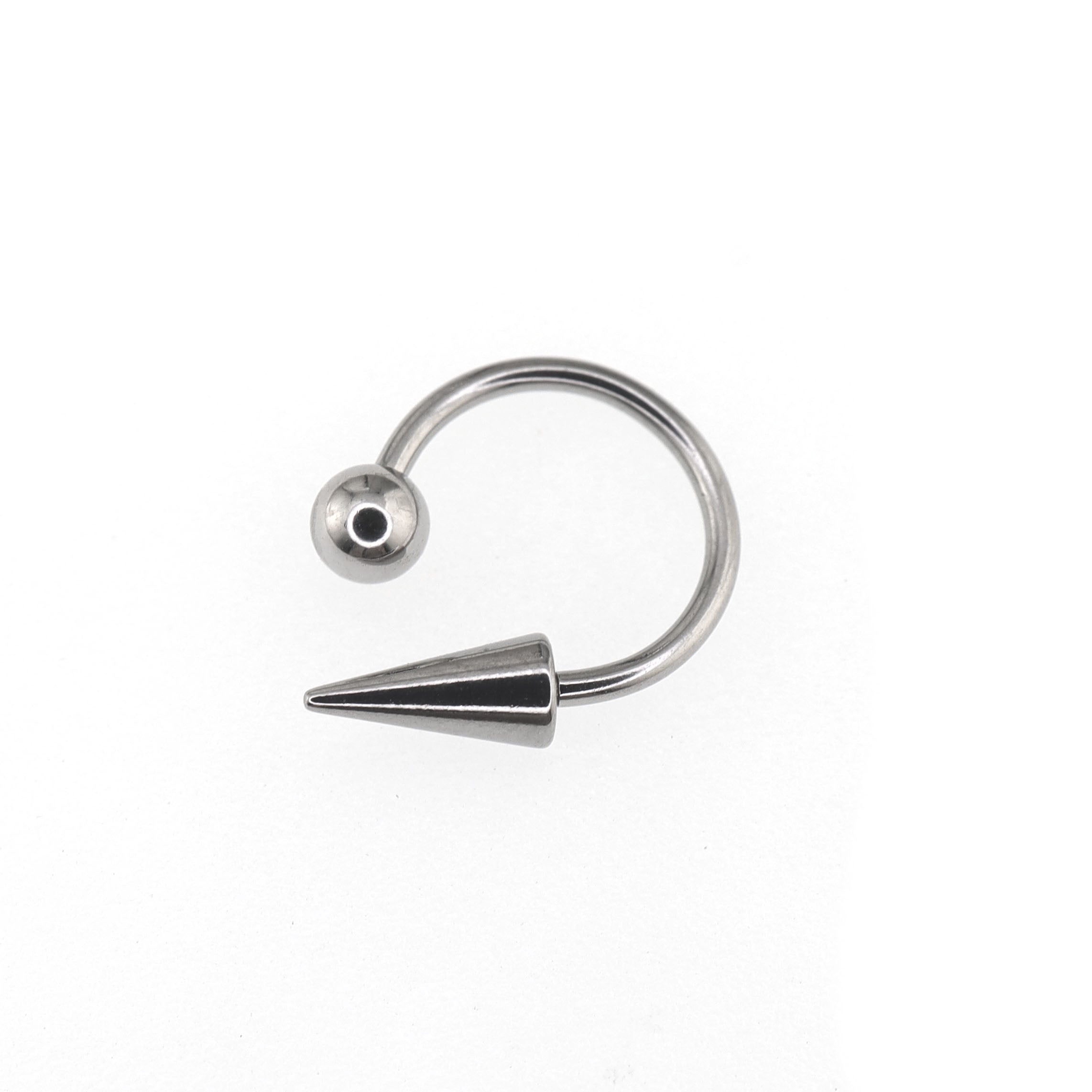 Spike and Ball Ends Horseshoe Lip Ring