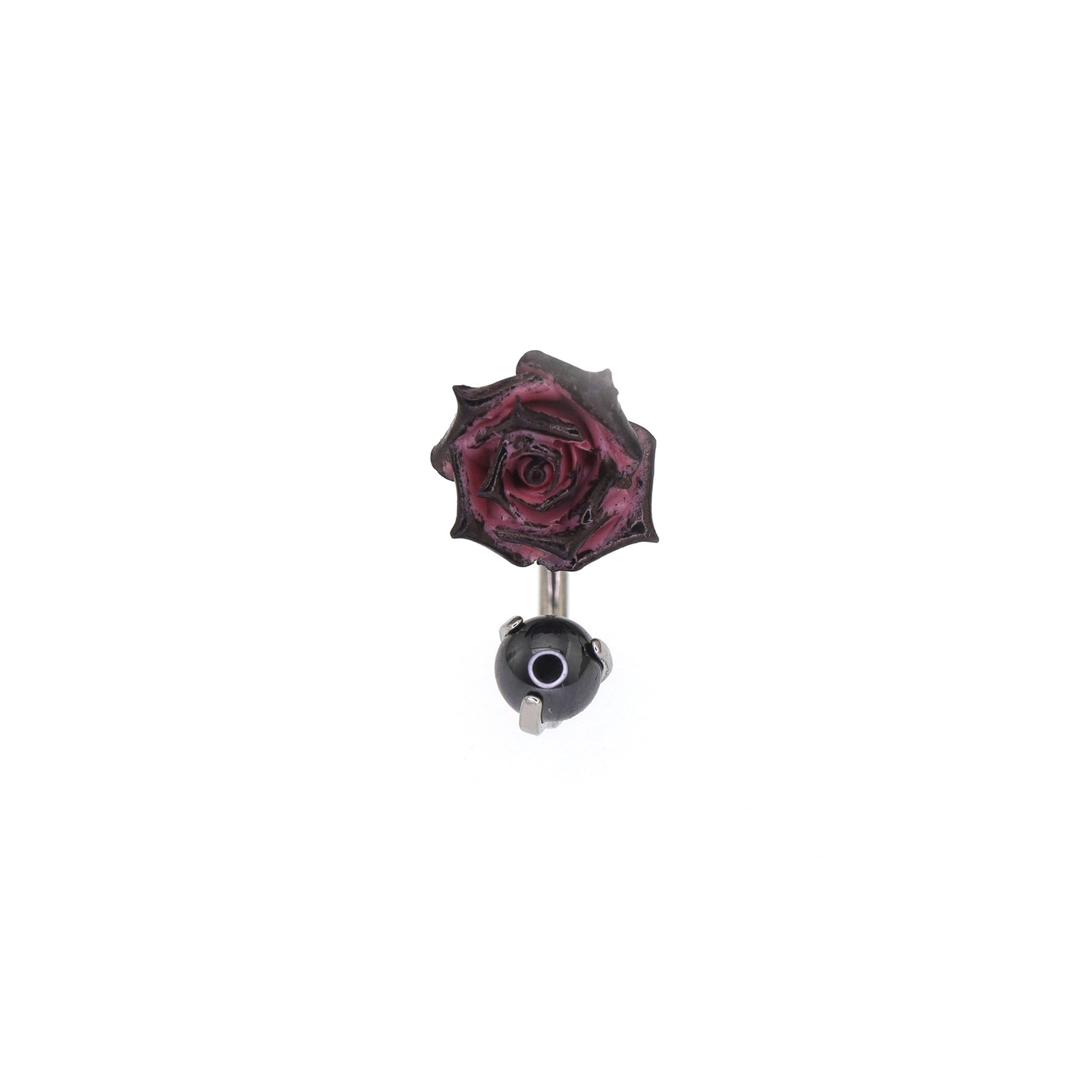 Black Red Rose CZ Titanium Horseshoe Ring ph1