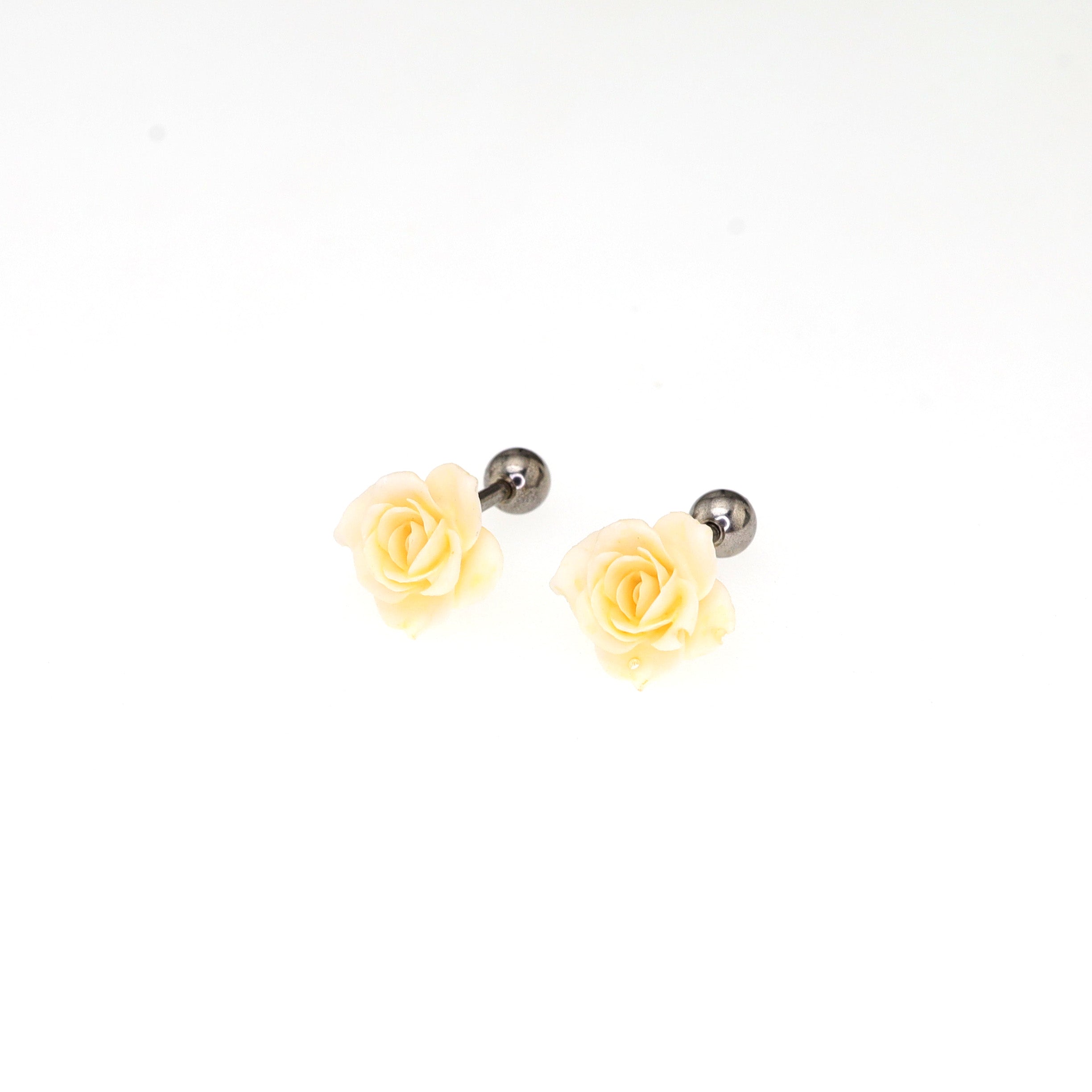 PAIR OF Yellow Rose Titanium Ear Studs ph1