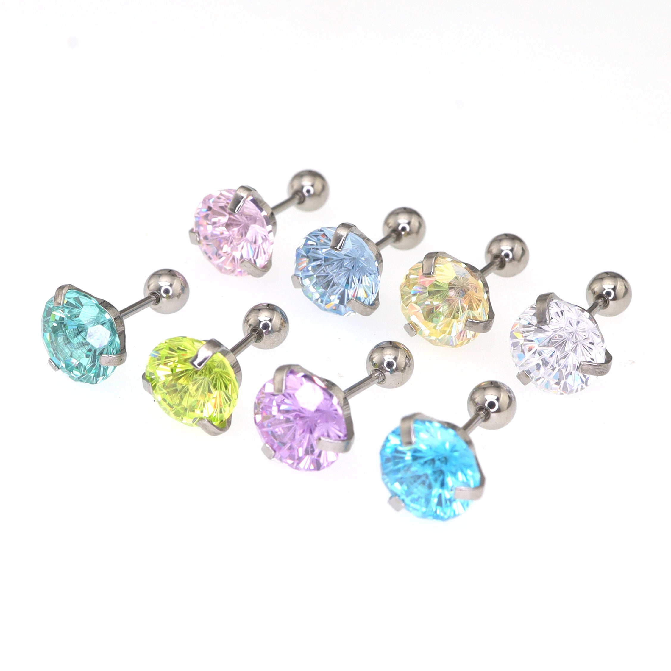6mm Firework Cut CZ Ear Stud