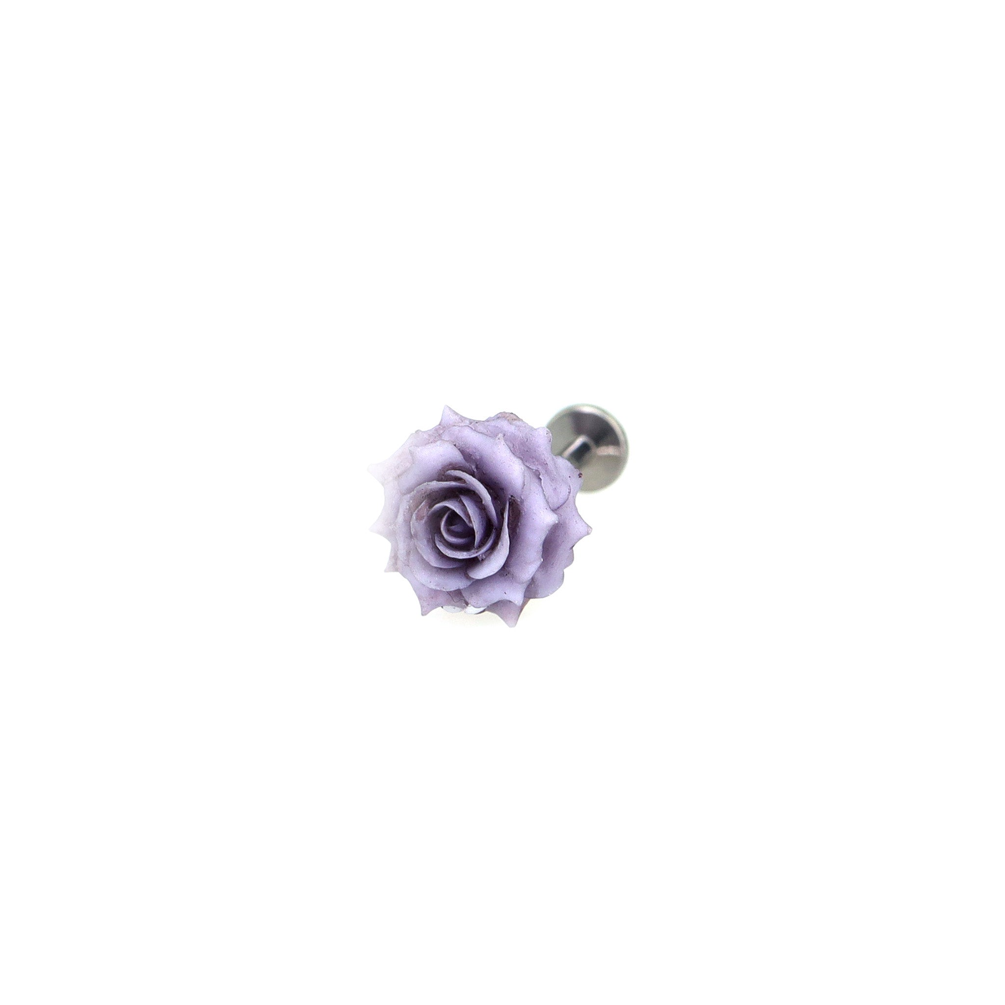 3D Purple Resin Rose Titanium Studs ph1